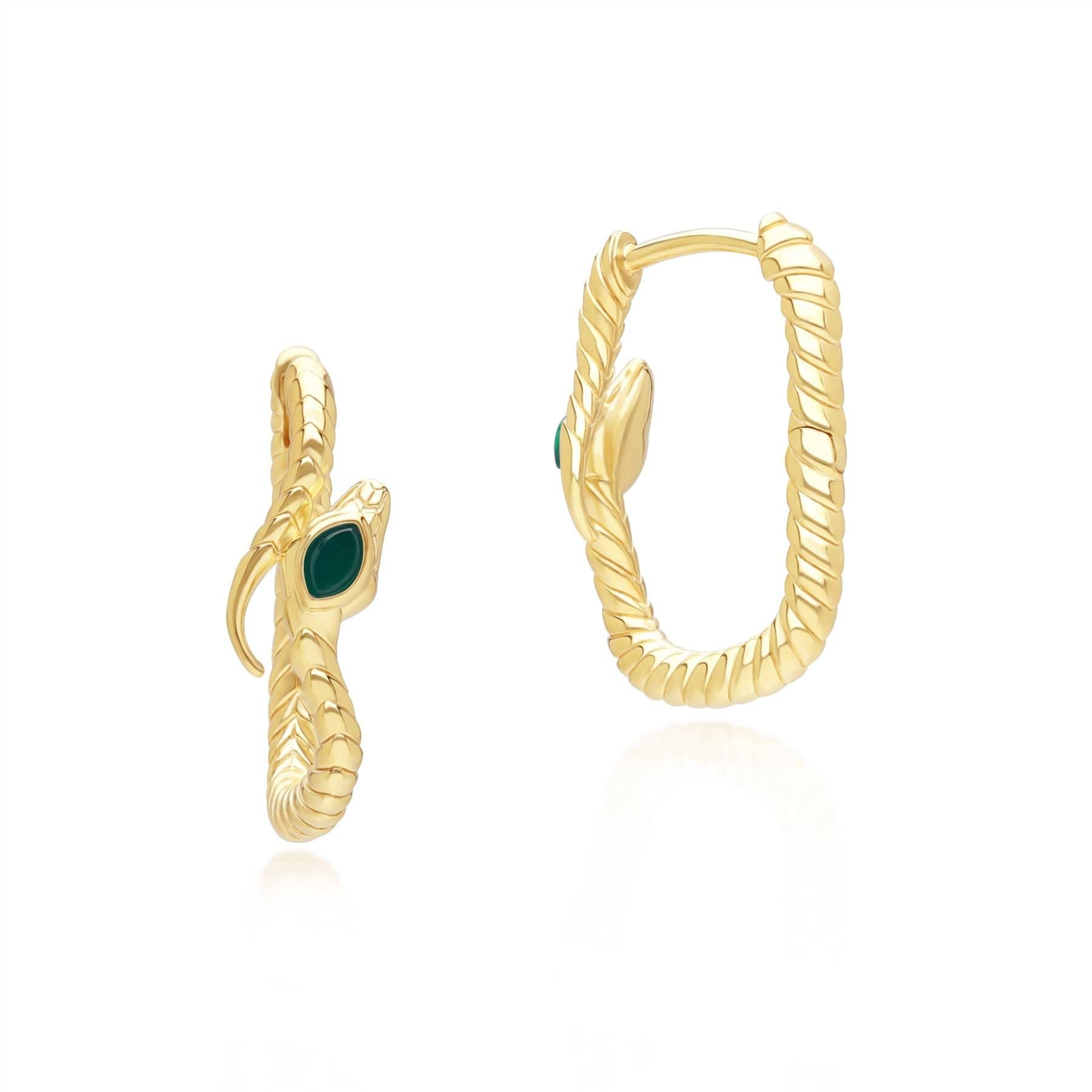 253E435501925 ECFEW™ Chalcedony Snake Hoop Earrings in Gold Plated Sterling Silver Side