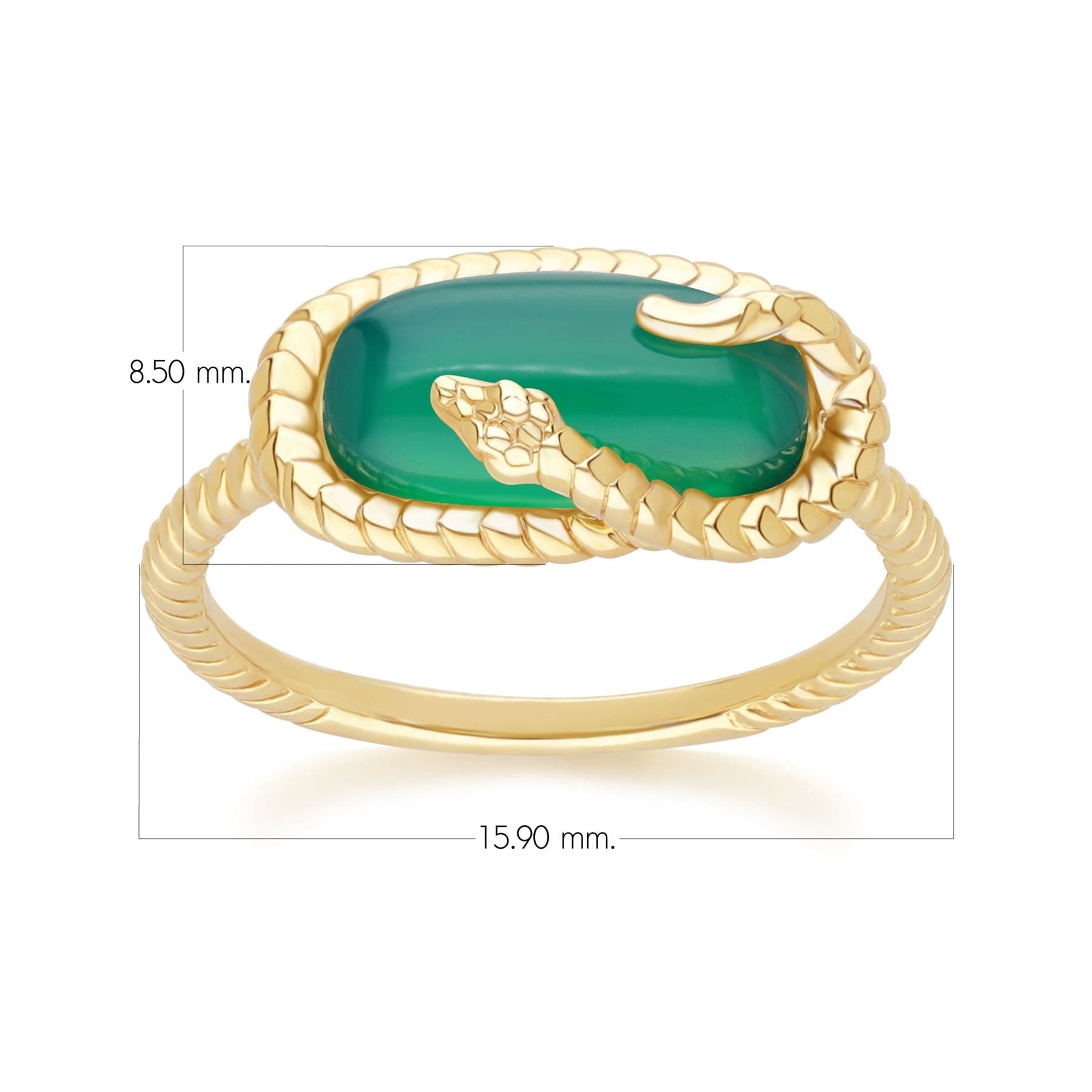 253R723401925 ECFEW™ Chalcedony Snake Ring in Gold Plated Sterling Silver Dimensions