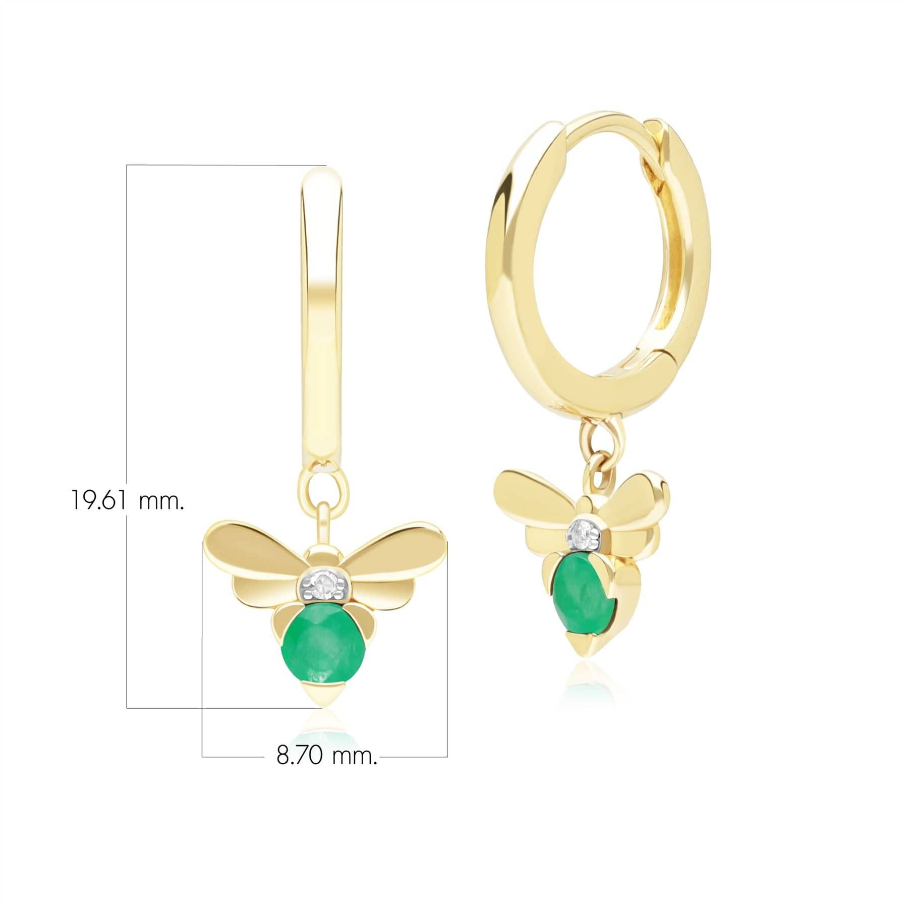 Honeycomb Inspired Emerald and Diamond Bee Hoop Earrings in 9ct Yellow GoldDimensions  135E1874029