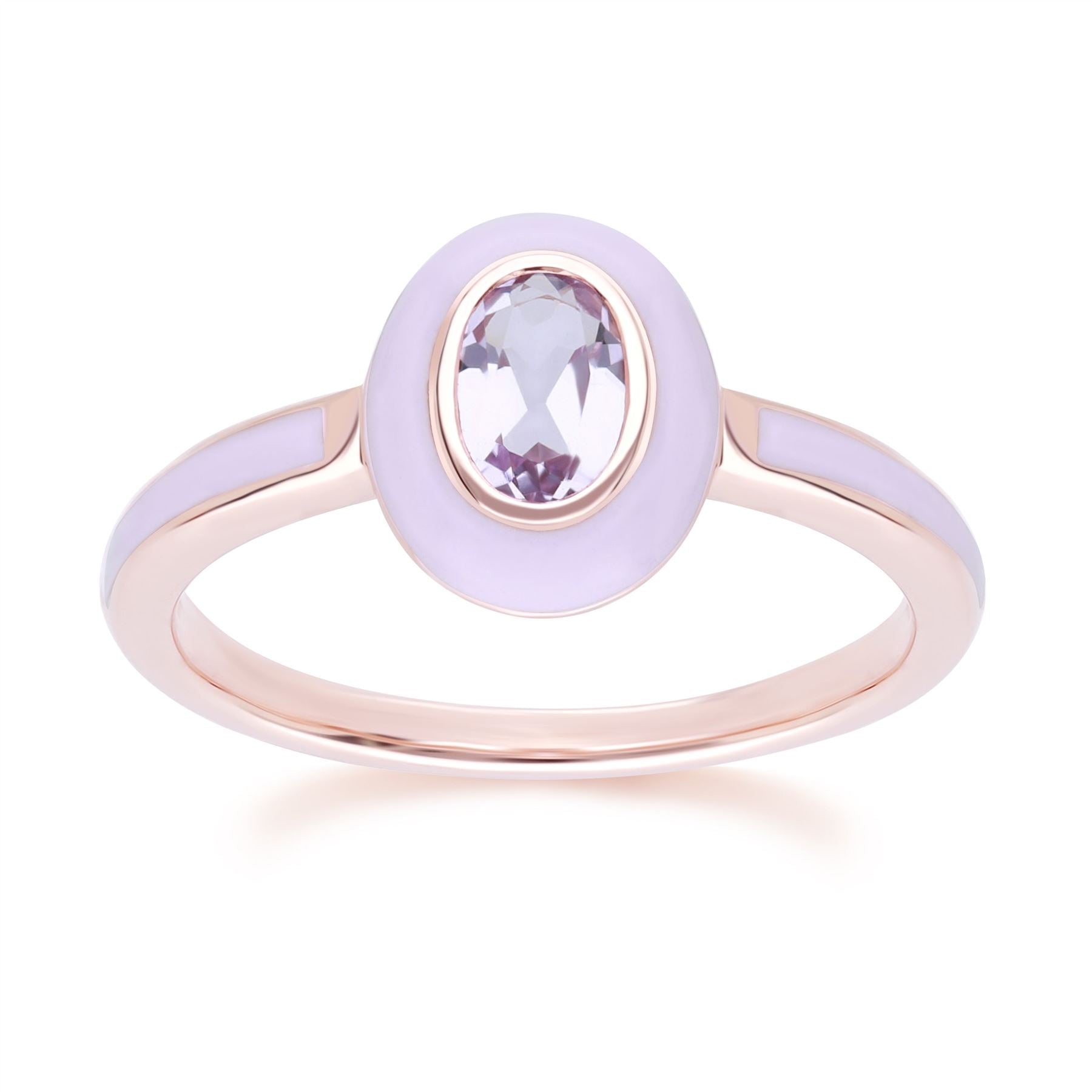 Siberian Waltz Violet Enamel Pink Amethyst Ring In 18ct Rose Gold Pl Gemondo