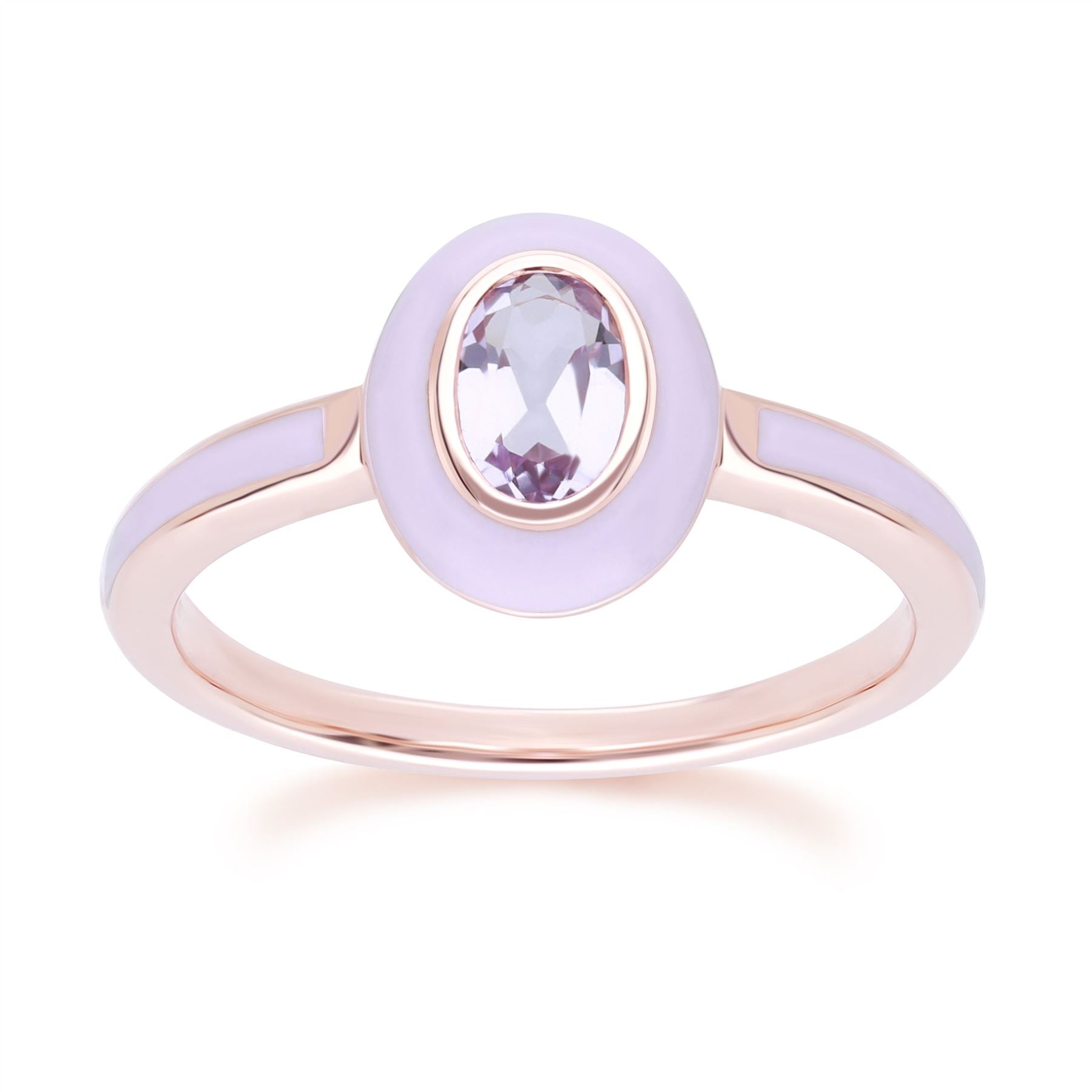 253R710501925 Siberian Waltz Violet Enamel & Pink Amethyst Ring In 18ct Rose Gold Plated Sterling Silver Front