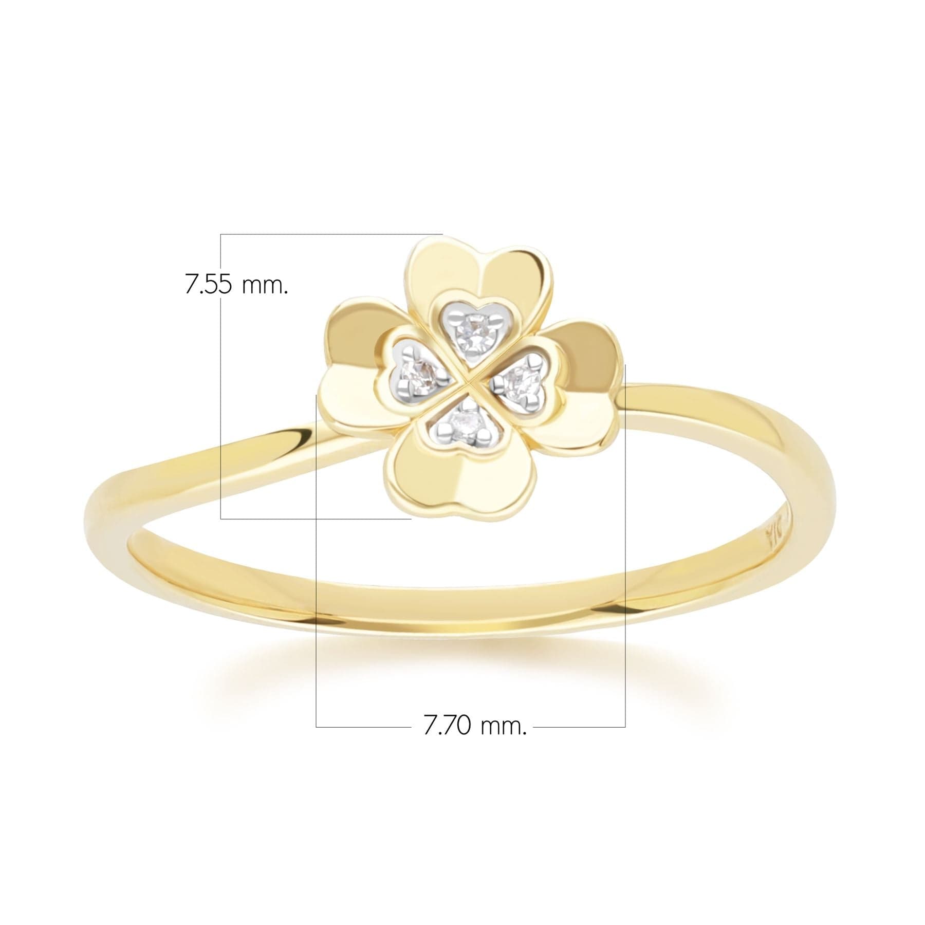 149R3464019 Gardenia Diamond Clover Ring in 9ct Yellow Gold Dimensions