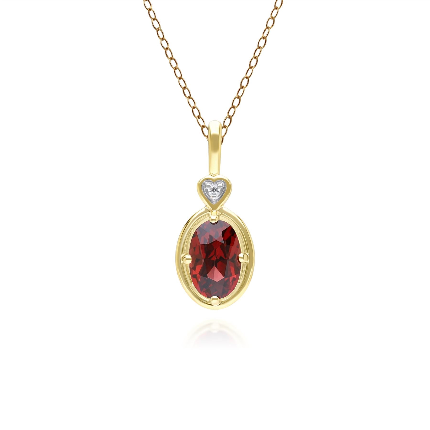 14K Yellow Gold Oval Large 6x8mm Garnet Pendant (Chain NOT Included
