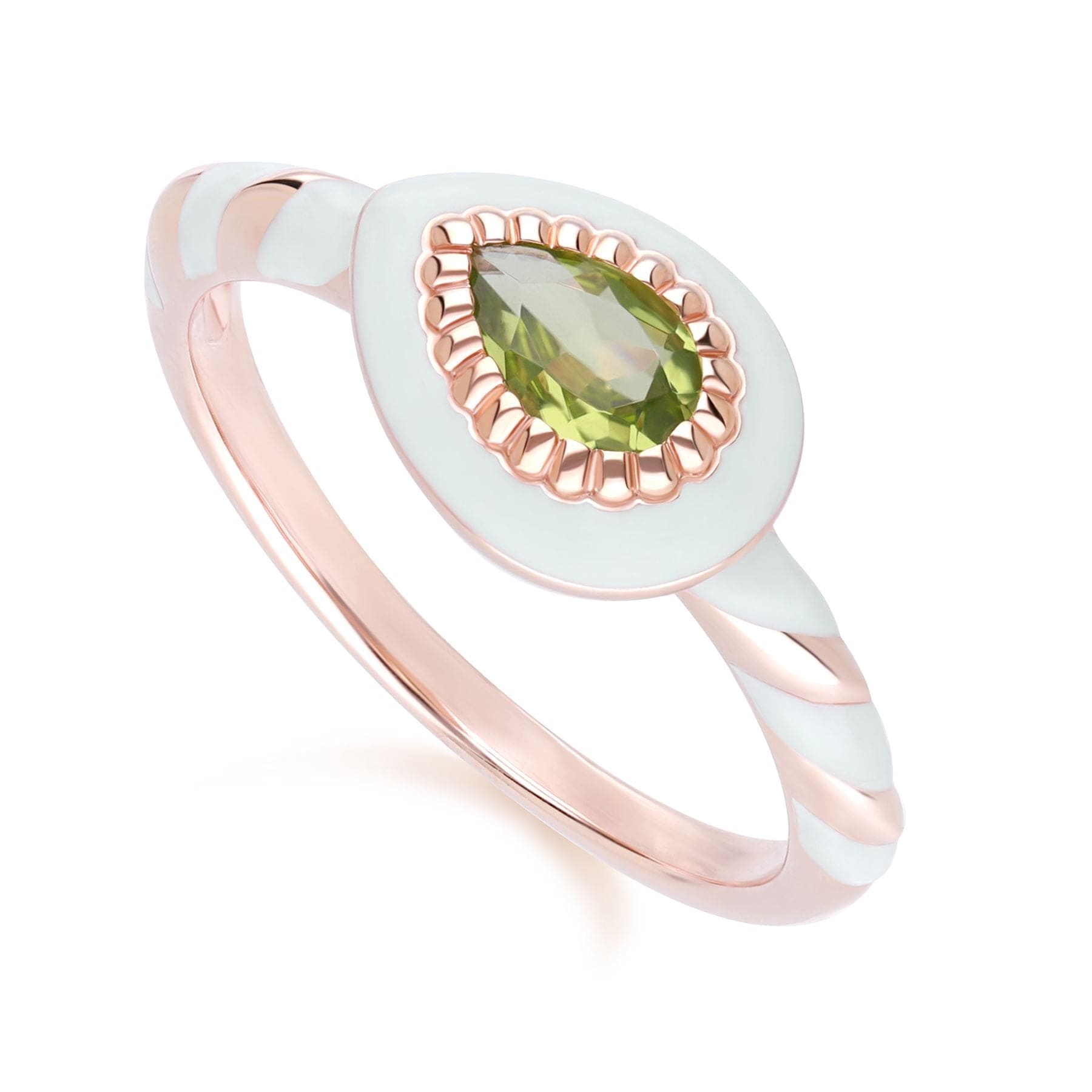 253R710601925 Siberian Waltz Green Enamel & Peridot Ring In 18ct Rose Gold Plated Sterling Silver Side