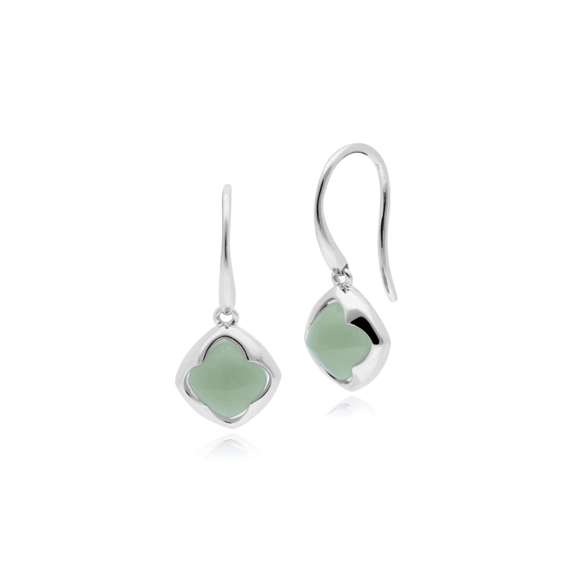 270E023703925 Geometric Sugarloaf Jade Diamond Prism Drop Earrings in 925 Sterling Silver 1