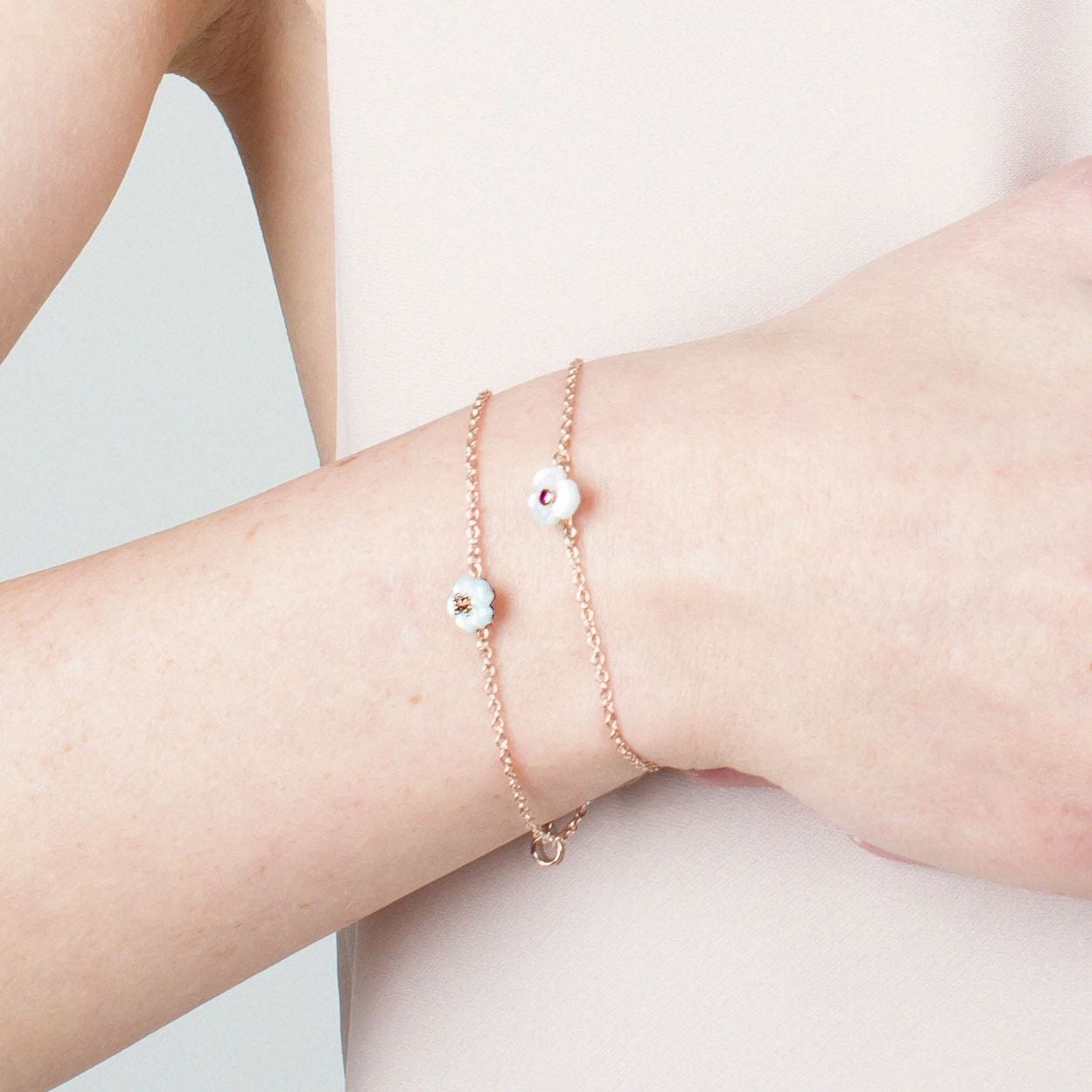 Floral Mother of Pearl & Ruby Bracelet Image 3