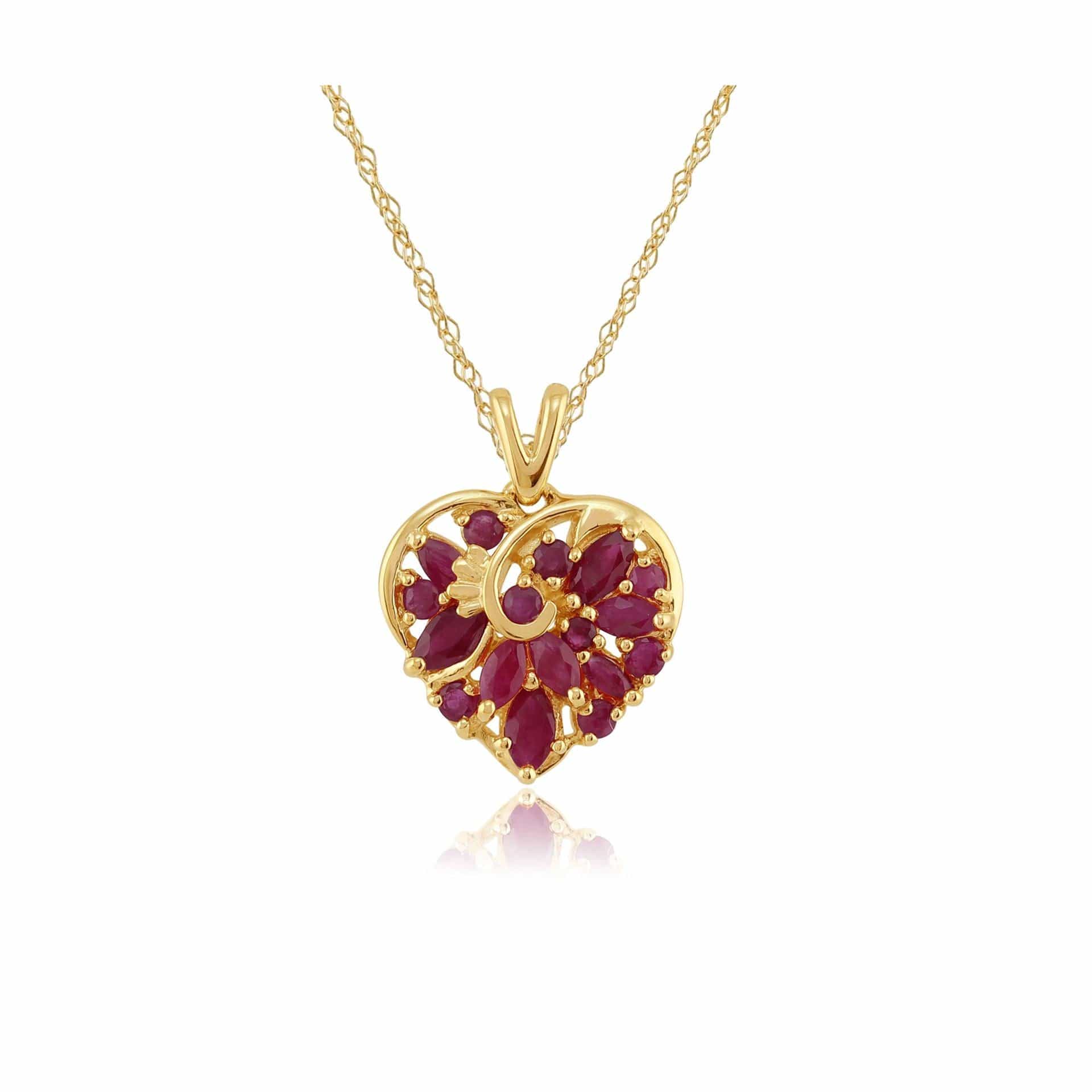 10799 Classic Marquise Ruby Heart Pendant in 9ct Gold 1