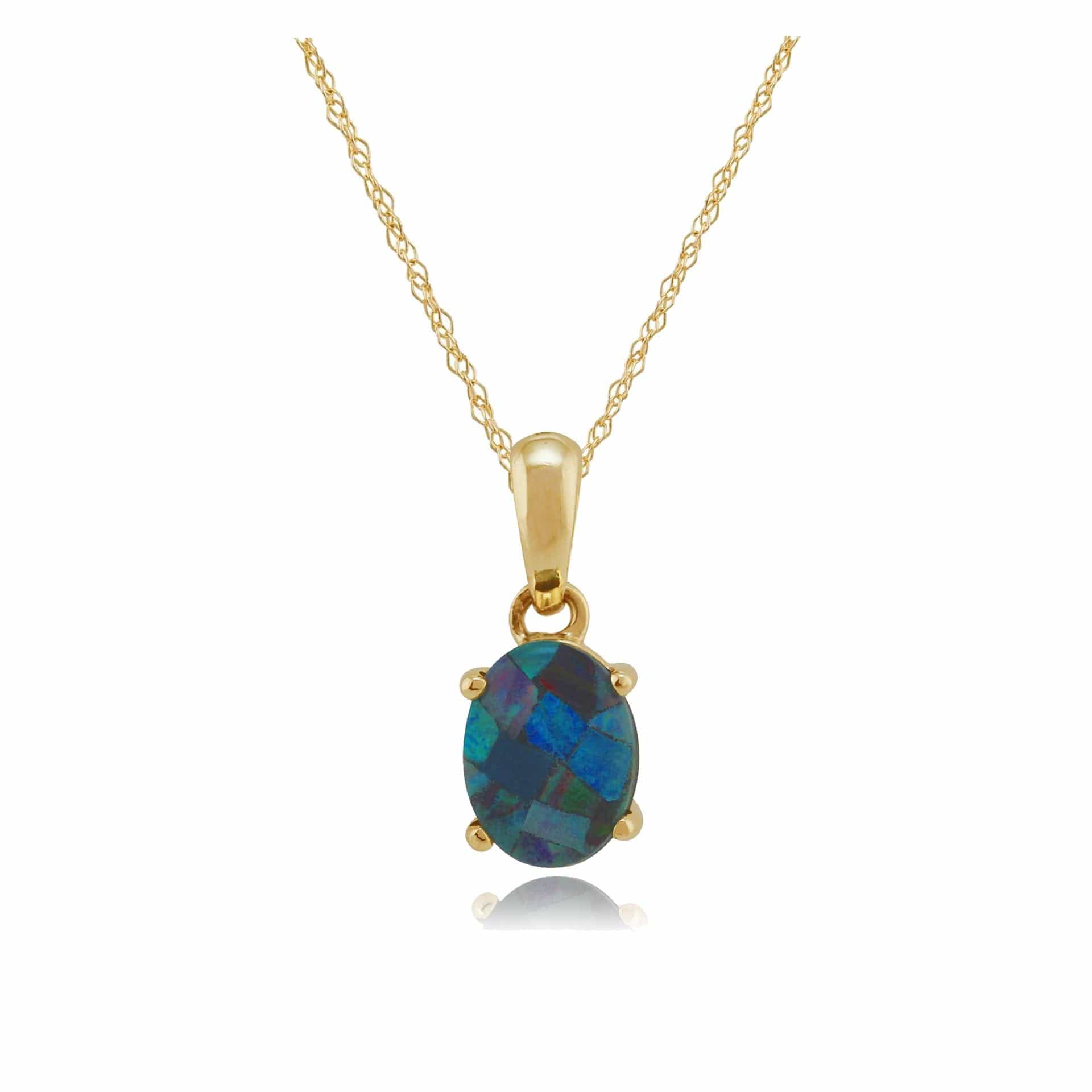 9048 Classic Oval Triplet Opal Pendant in 9ct Yellow Gold 1
