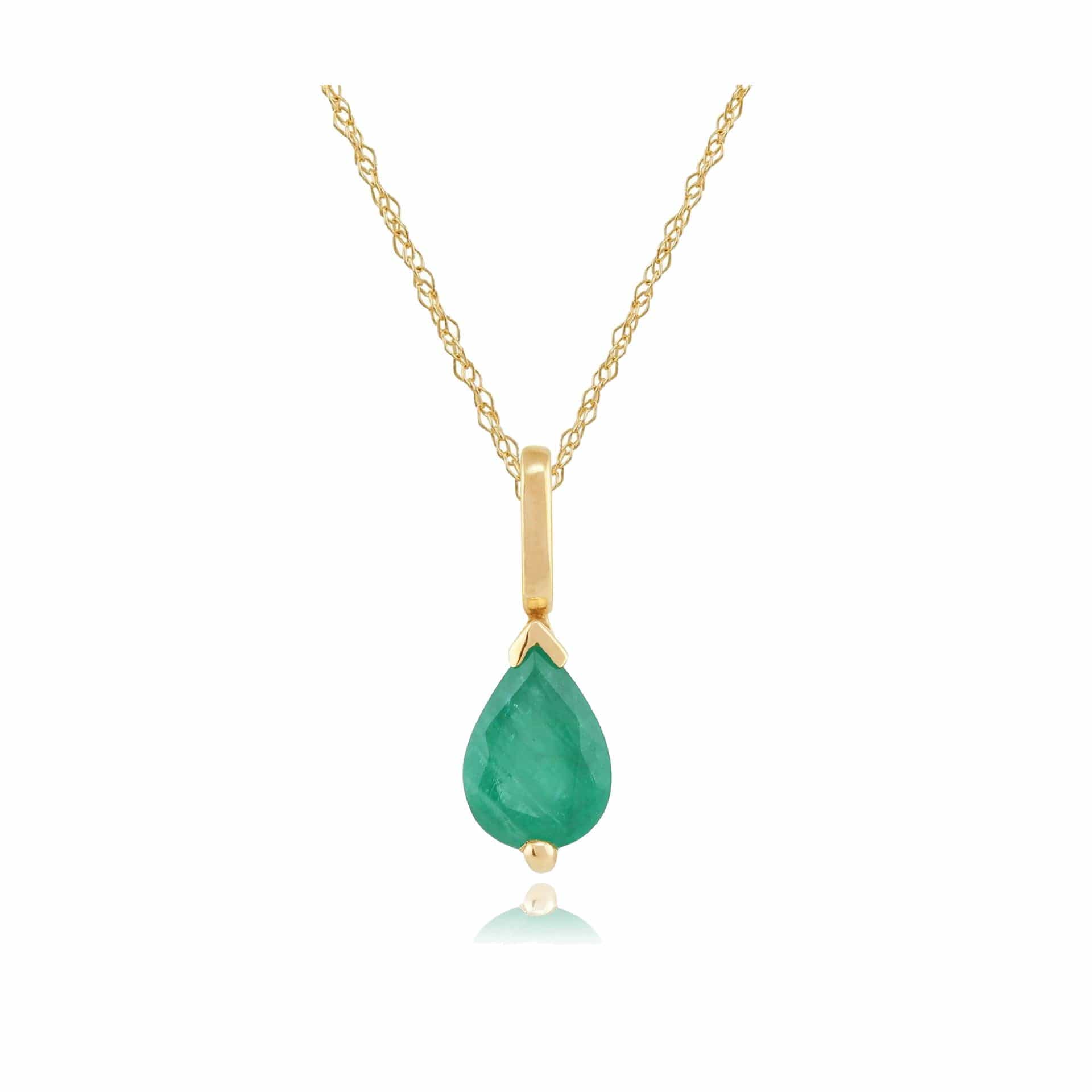 27021 Classic Pear Emerald Pendant in 9ct Yellow Gold 1