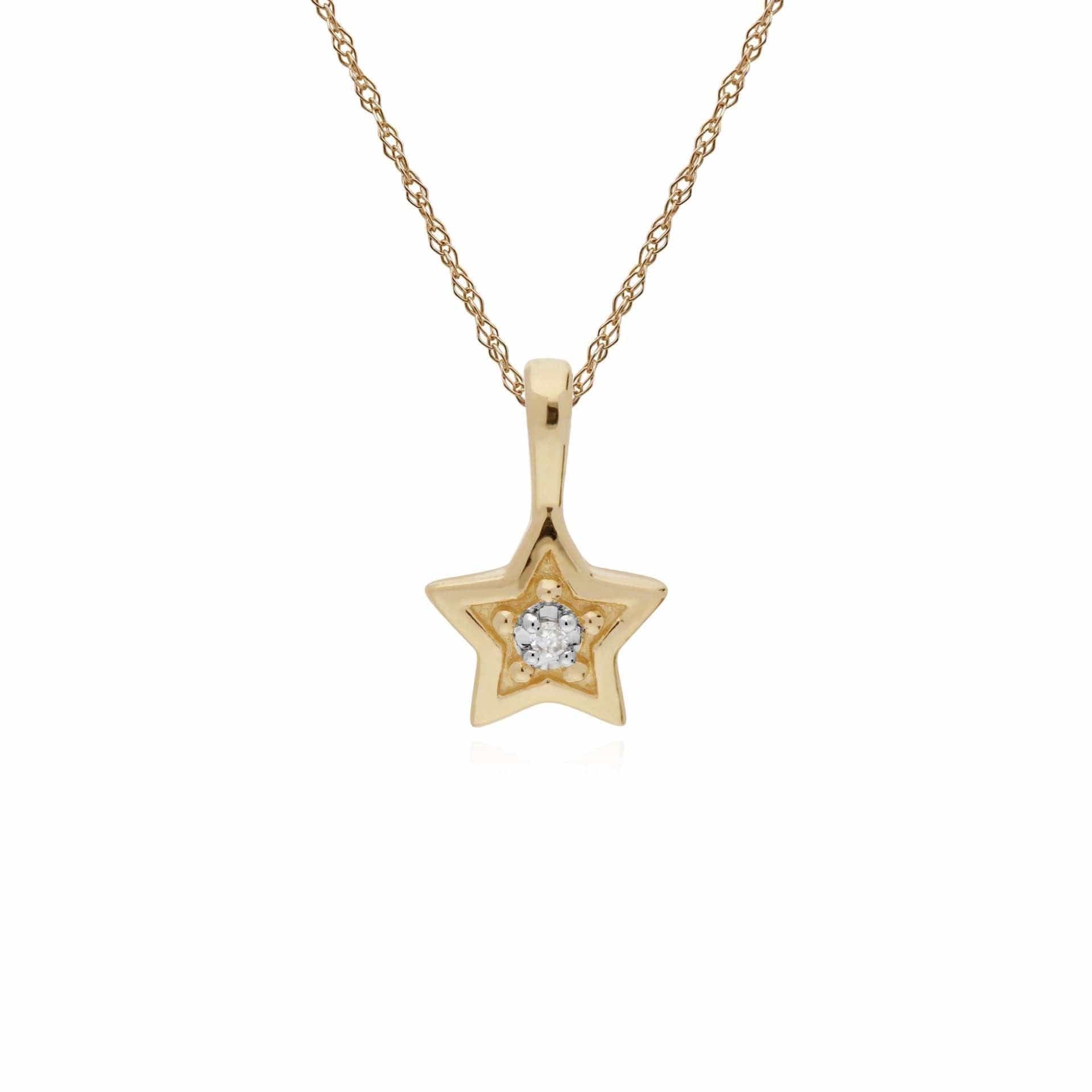 191P0726019 Classic Single Stone Round Diamond Star Pendant in 9ct Yellow Gold 1