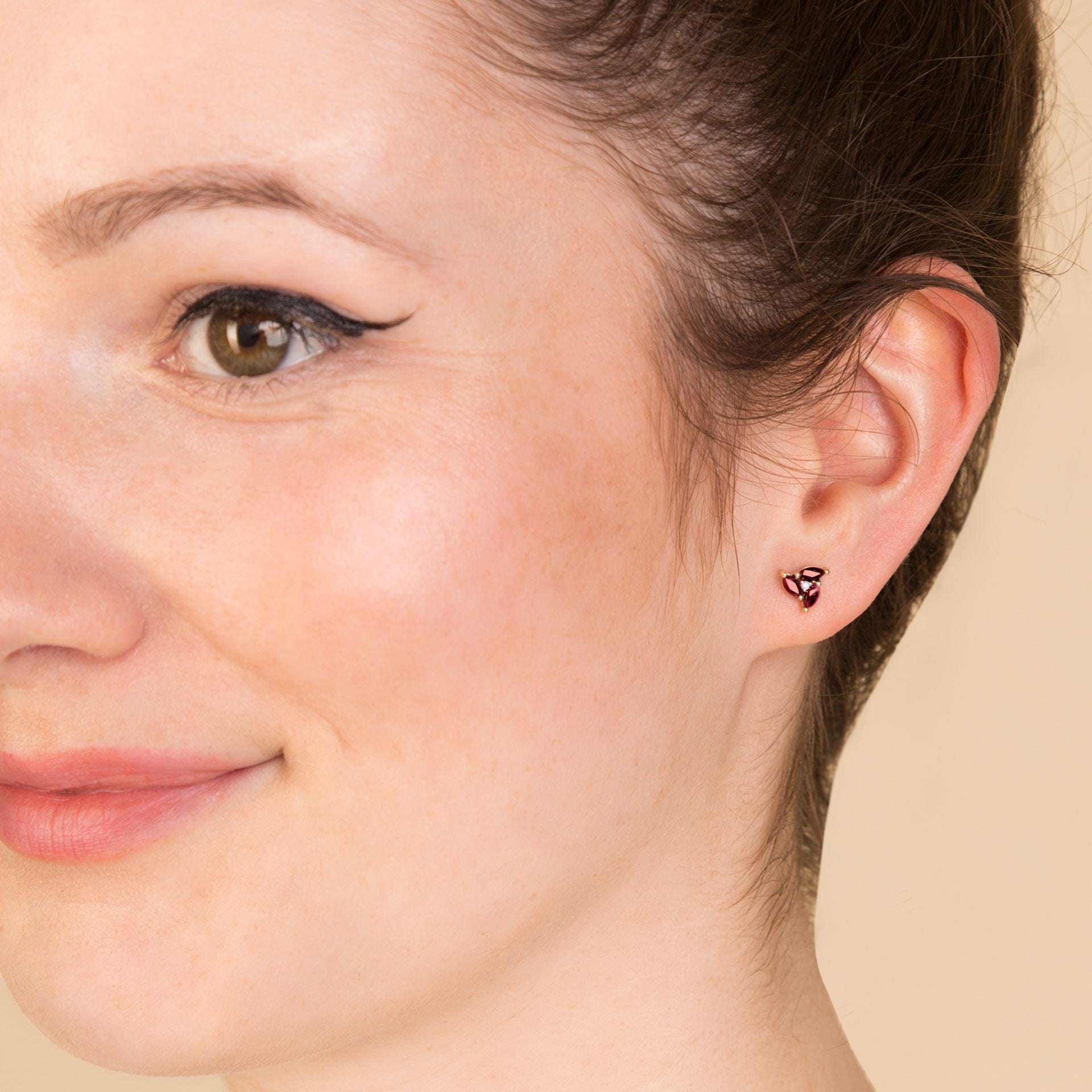 Floral Ruby & Diamond Stud Earrings Image 3