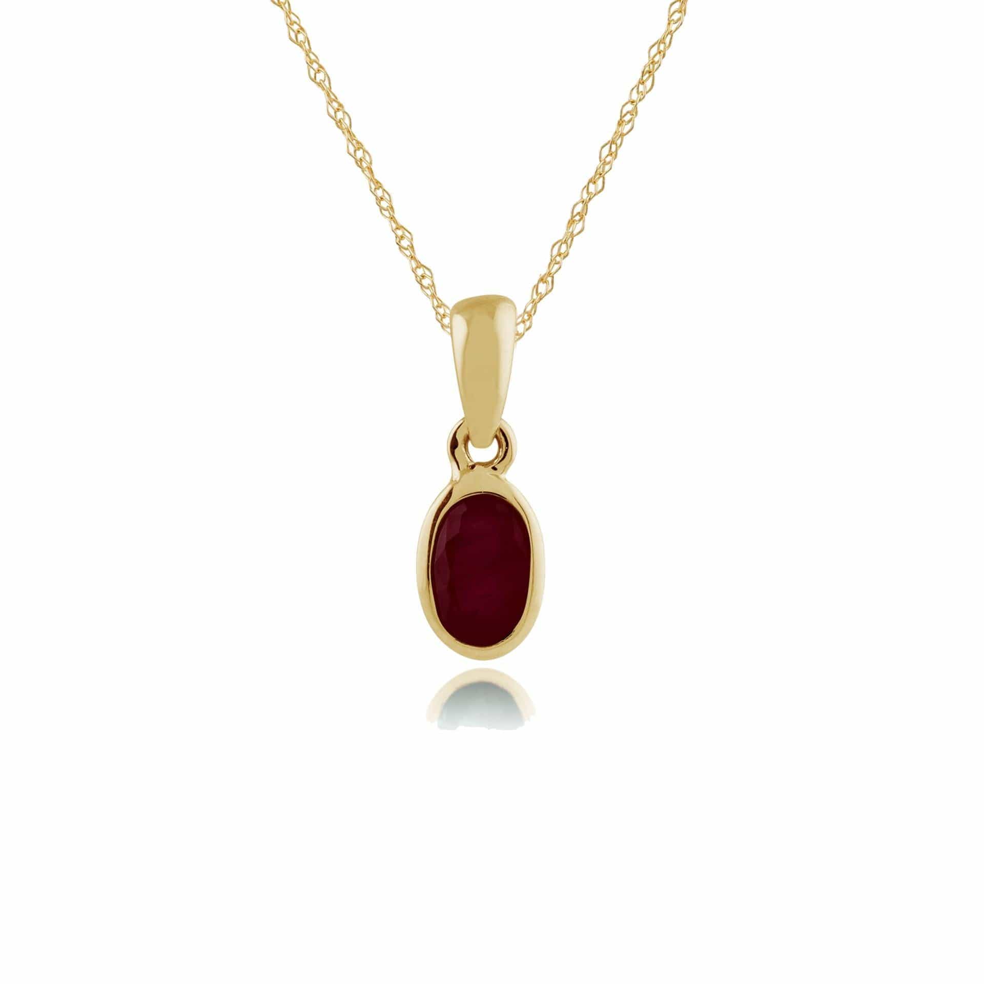 183P1120039 Classic Oval Ruby Pendant in 9ct Yellow Gold 1