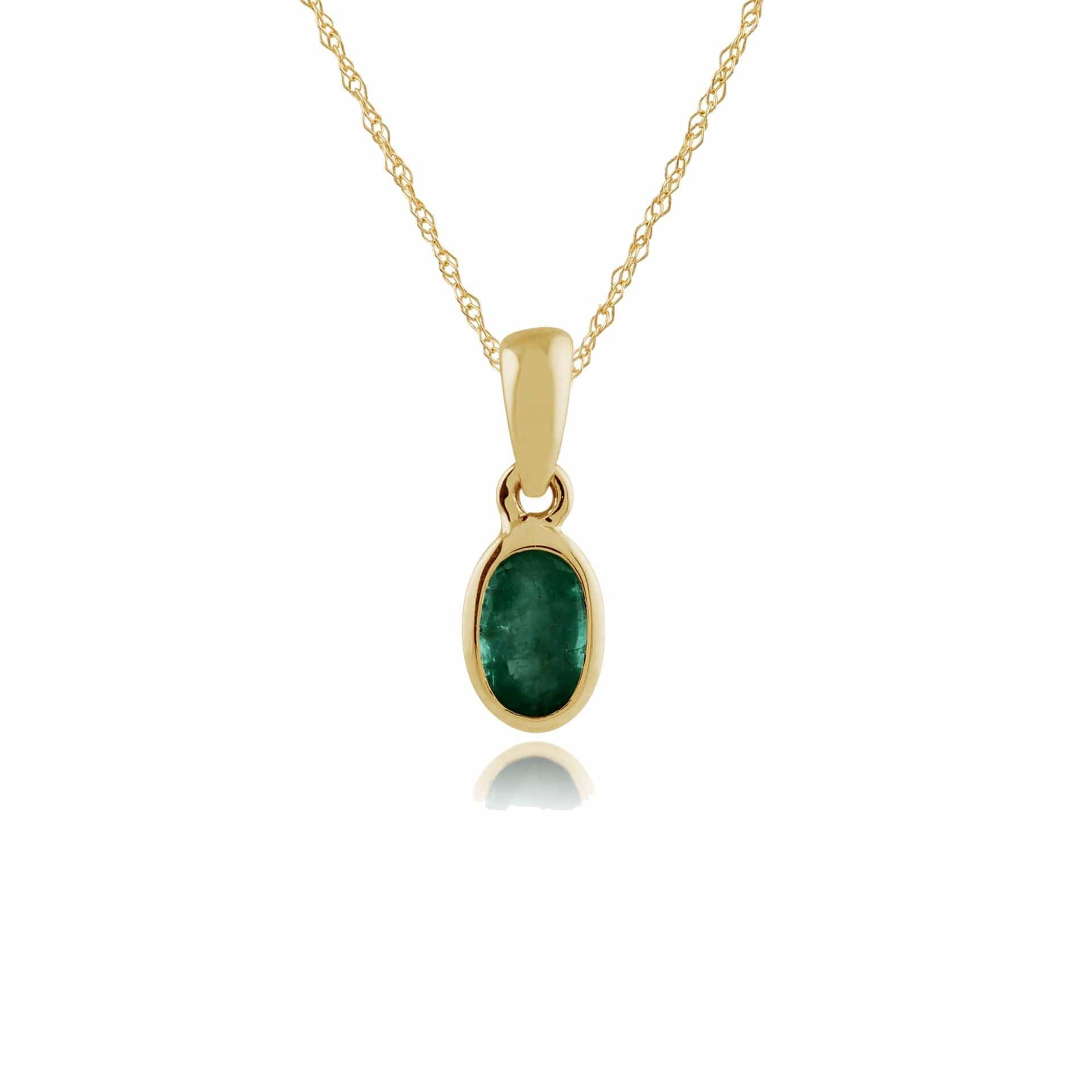 183P1120019 Classic Oval Emerald Pendant in 9ct Yellow Gold 1