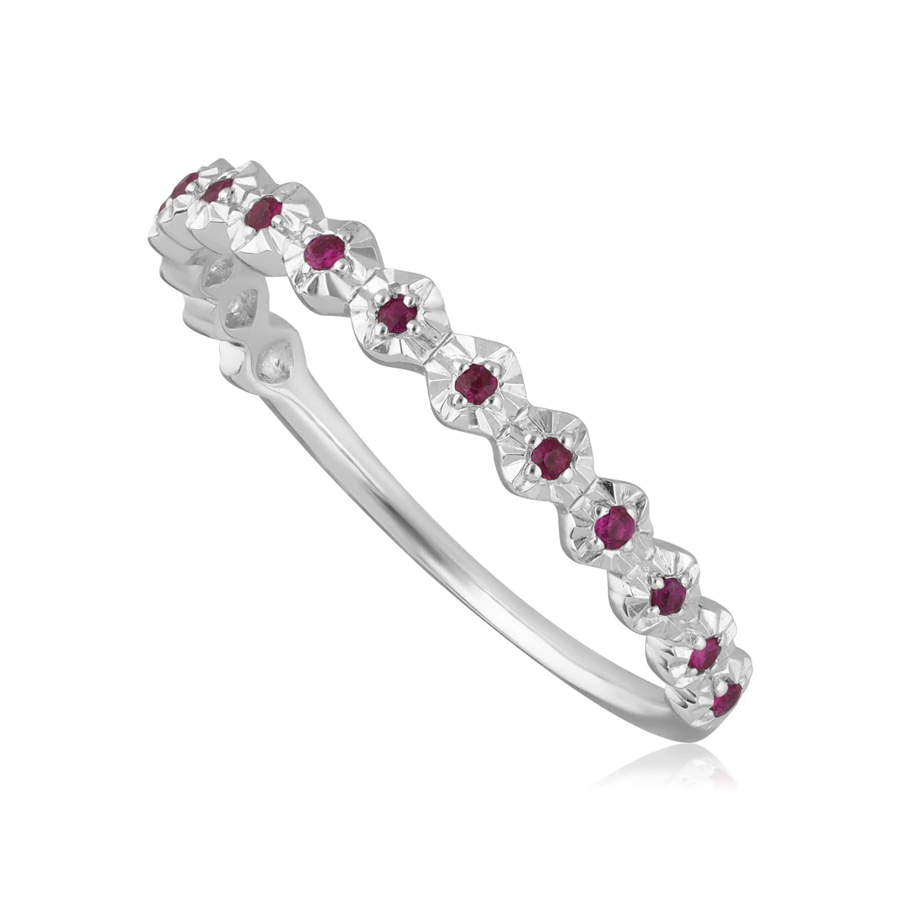 162R0405029 Half Eternity Ruby Band Ring In 9ct White Gold 1