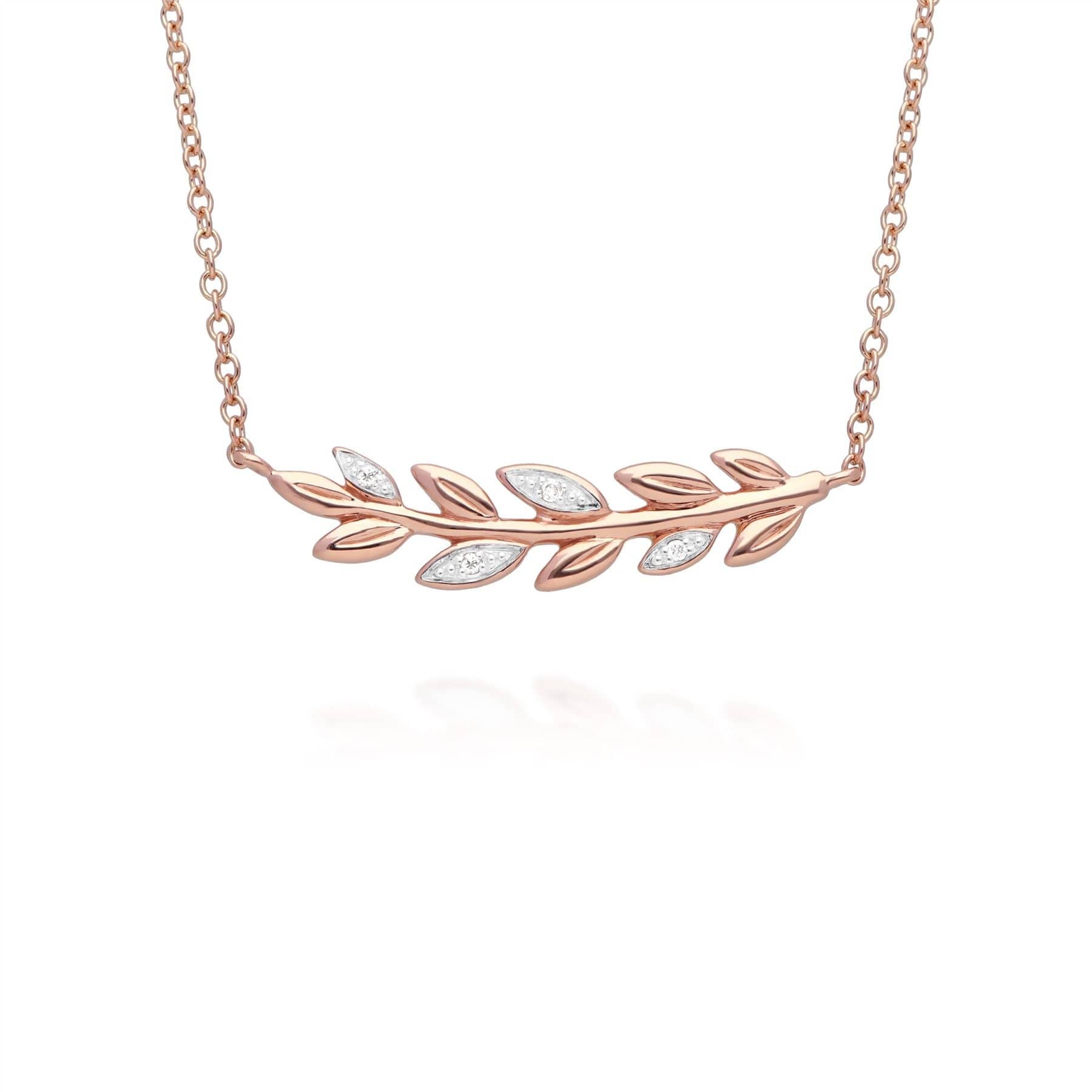 191N0231019 O Leaf Diamond Necklace in 9ct Rose Gold 1