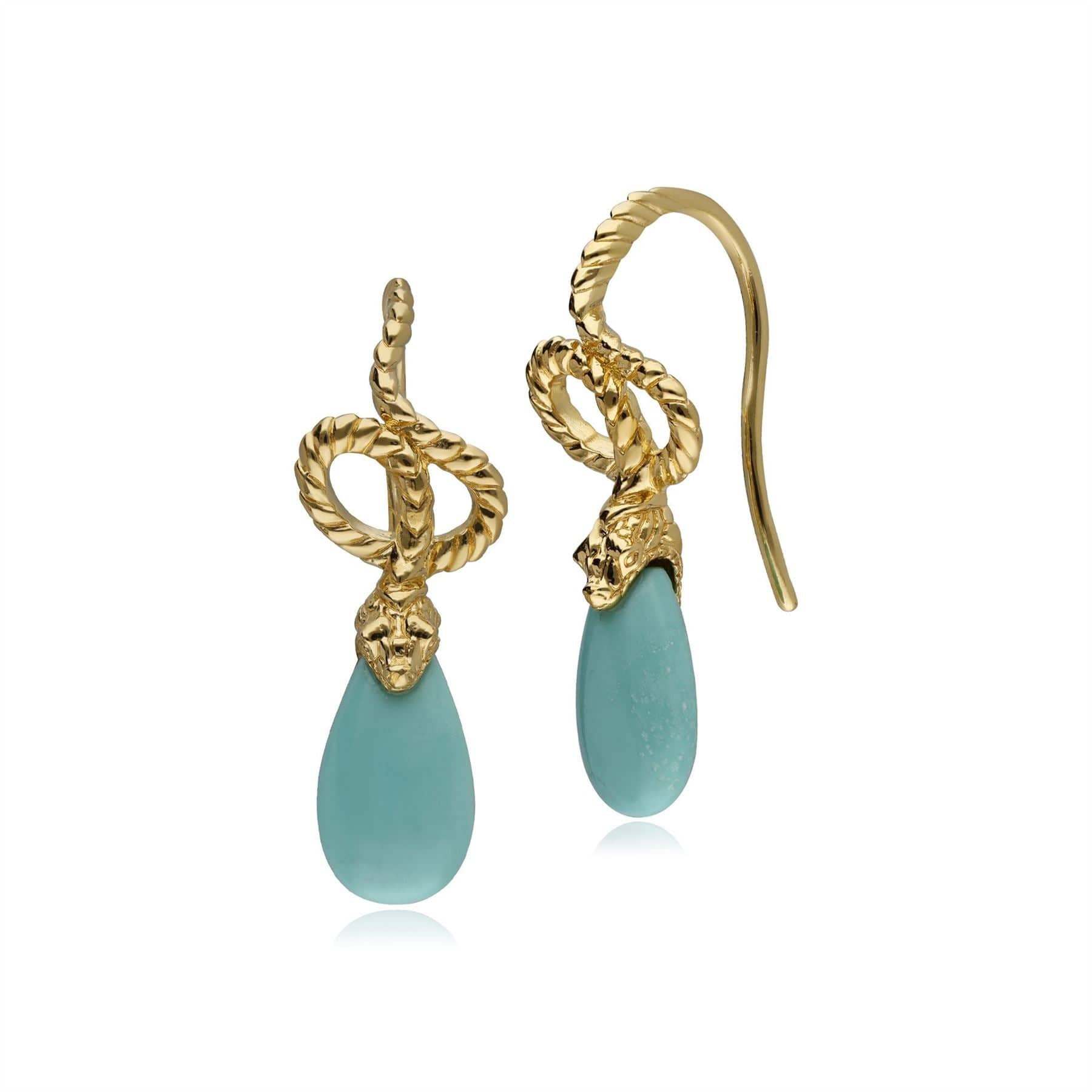 253E316403925 ECFEW™ Turquoise Winding Snake Drop Earrings In Sterling Silver 1