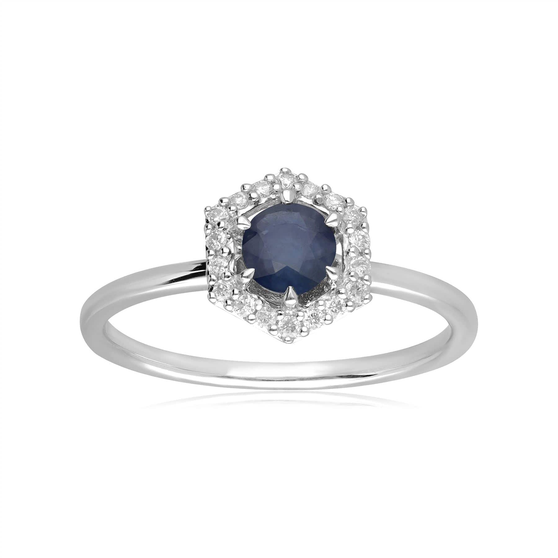 162R0404019 9ct White Gold 0.92ct Sapphire & Diamonds Halo Ring 3