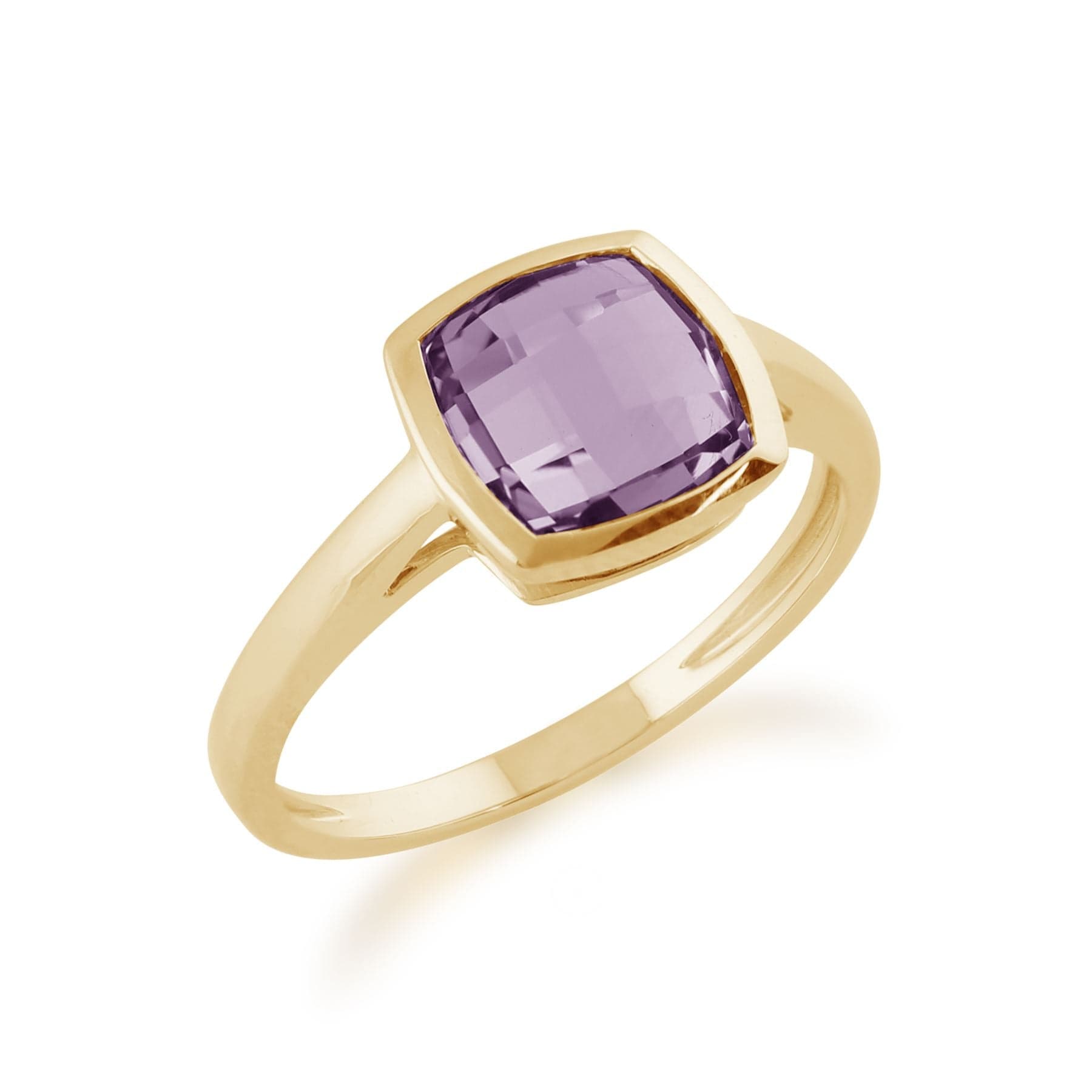 Square Checkerboard Amethyst 9ct Yellow Gold Ring