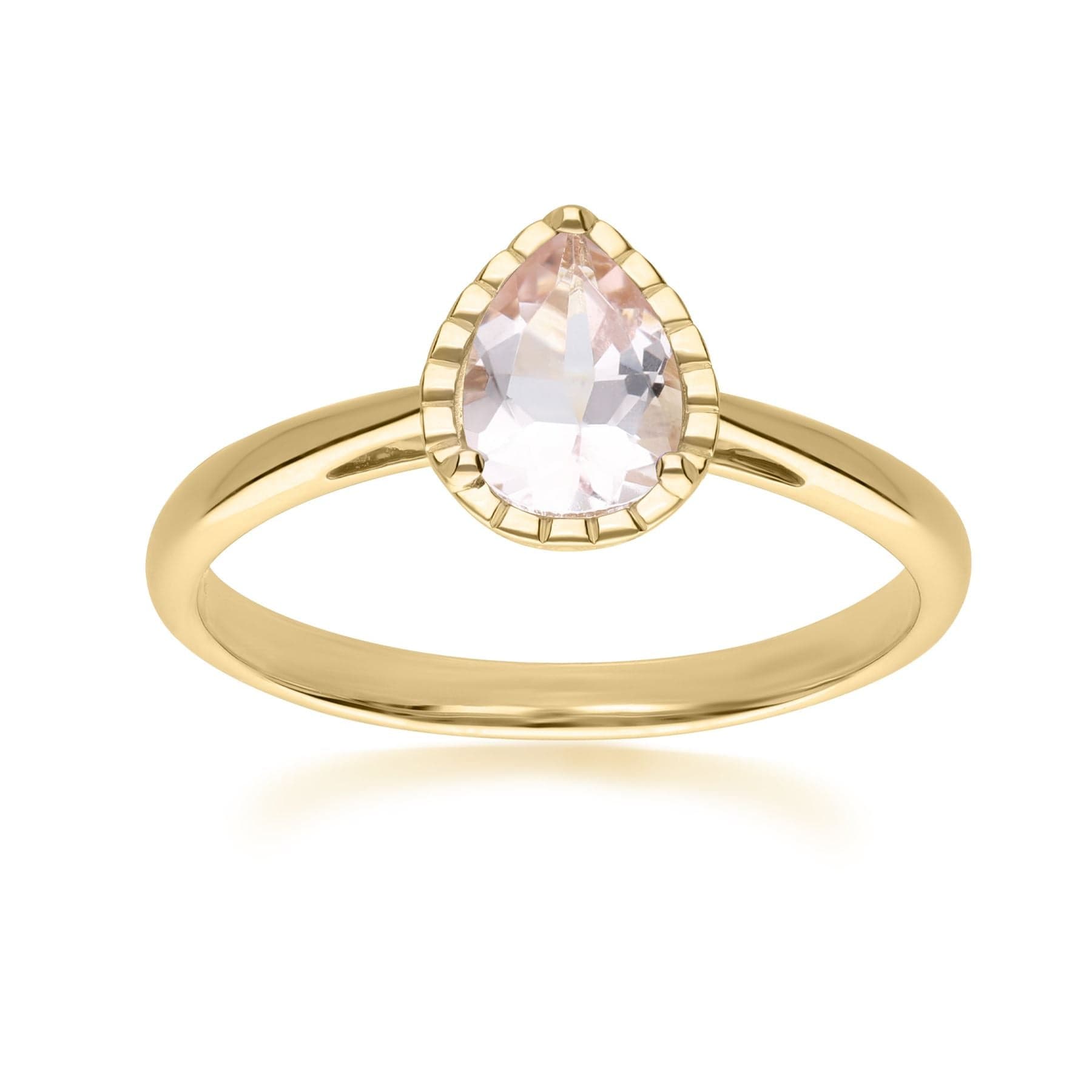 135R2045049 Classic Pear Morganite Ring in 9ct Yellow Gold 1