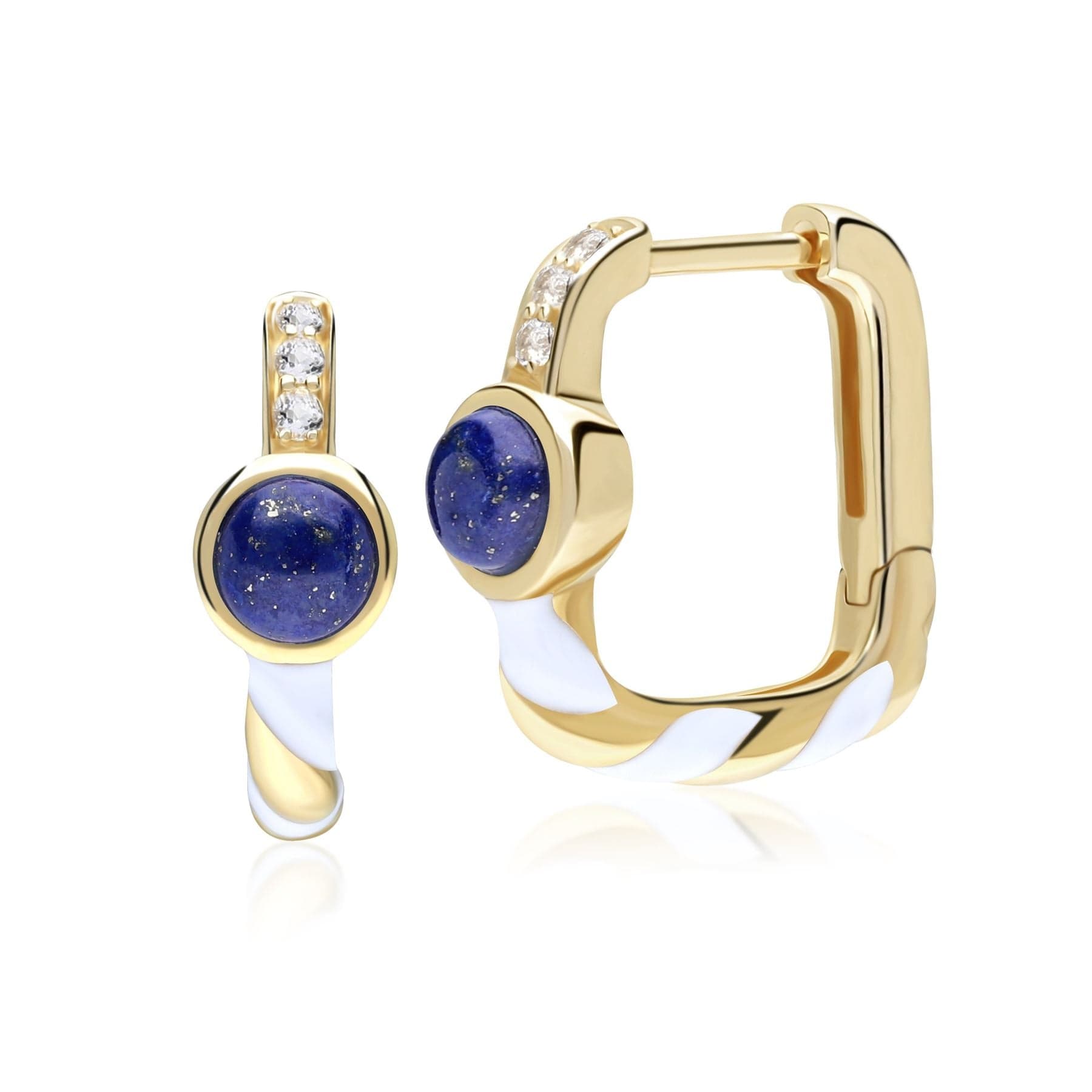 270E036101925 Siberian Waltz Enamel & Lapis Lazuli Square Hoop Earrings In Sterling Silver 1