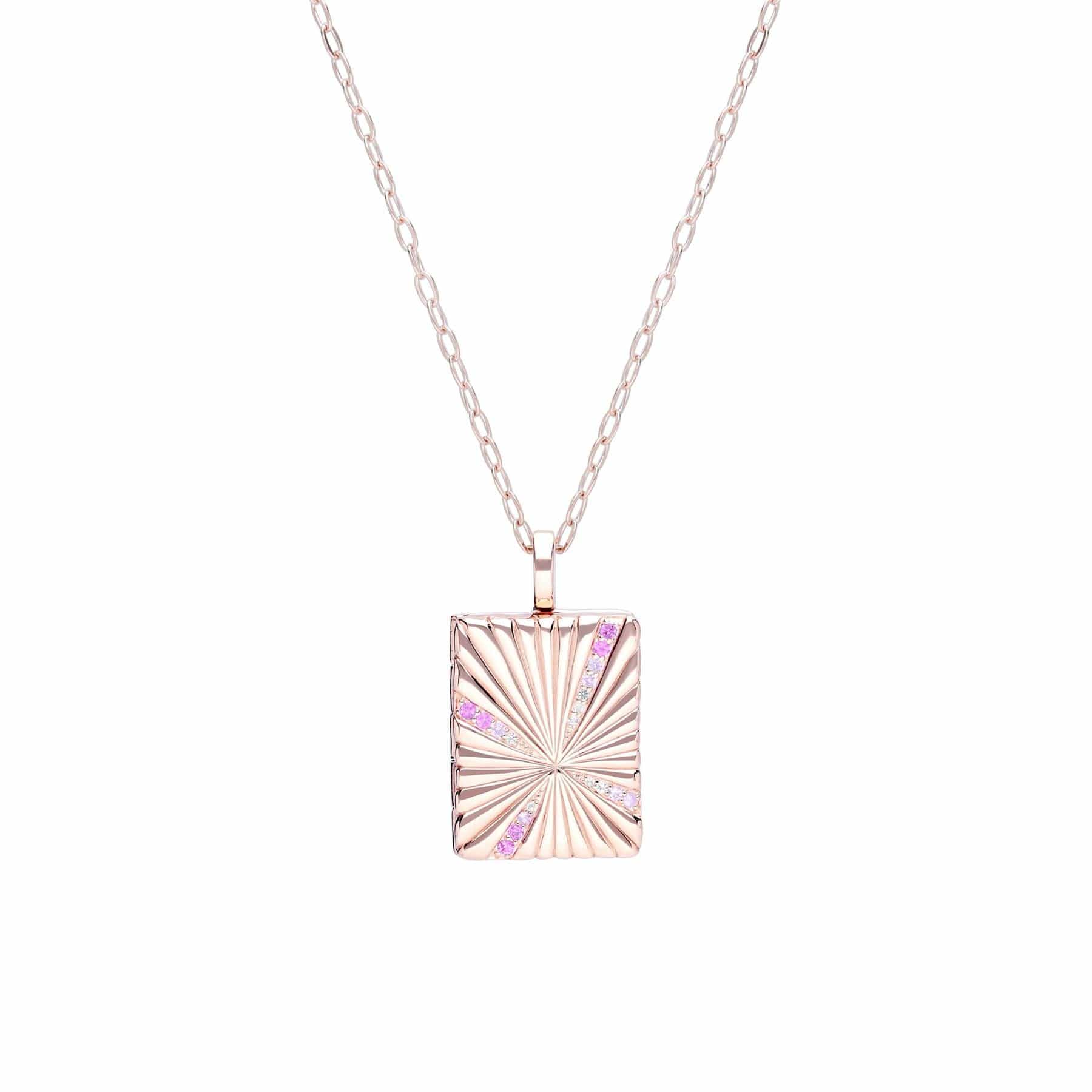 270N038201925 Bona Fide White Topaz & Pink Sapphire Locket In Rose Gold Plated Silver 1