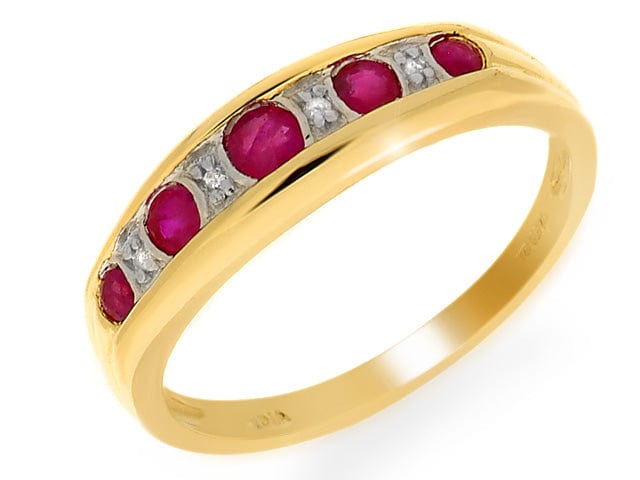 9ct Yellow Gold 0.45ct Natural Ruby & Diamond Half Eternity Ring Image 1