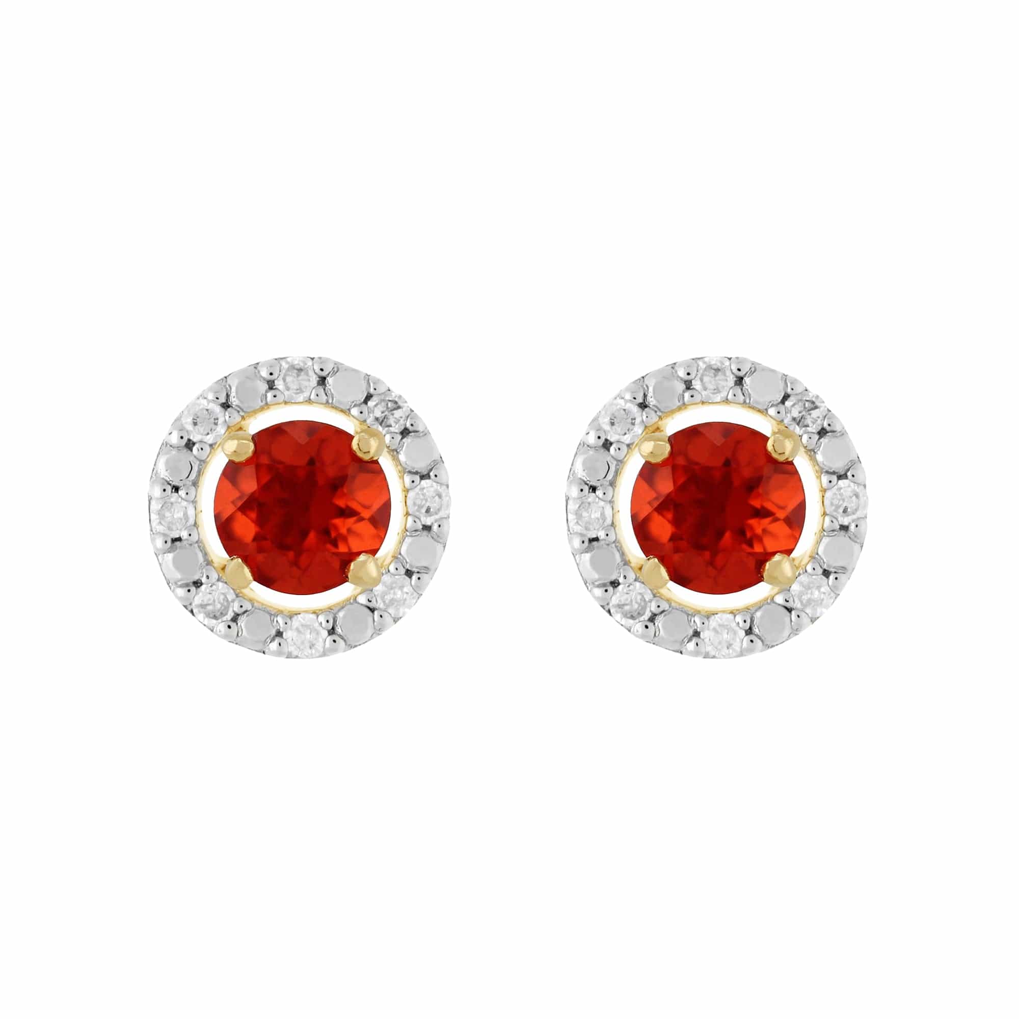 11561-191E0376019 Classic Round Fire Opal Stud Earrings with Detachable Diamond Round Earrings Jacket Set in 9ct Yellow Gold 1