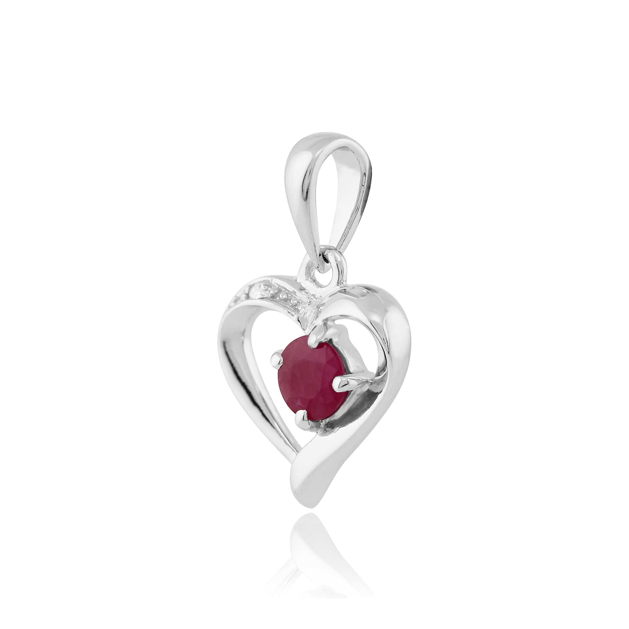 117P0069019 Classic Round Ruby & Diamond Heart Pendant in 9ct White Gold 2