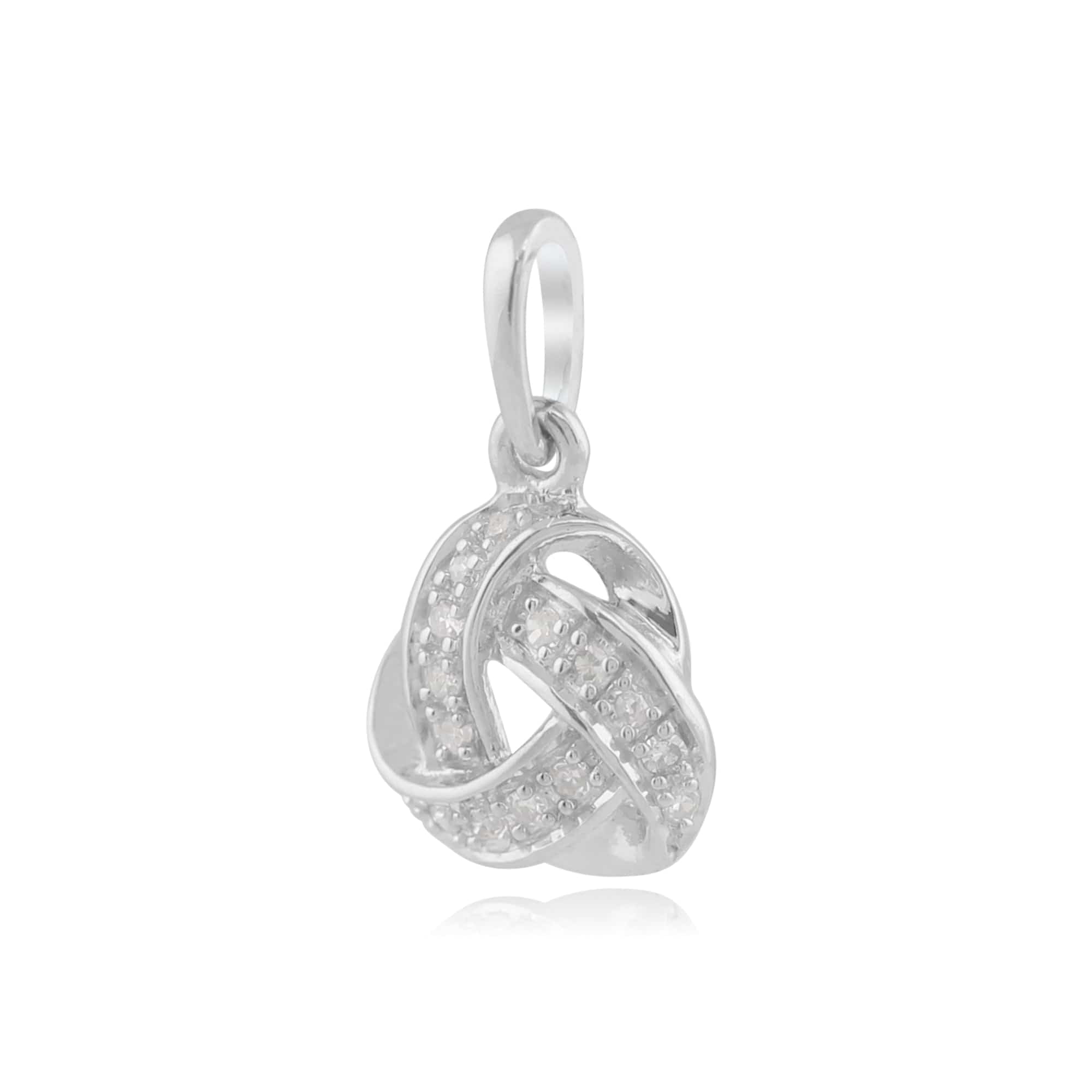 117P0077019 Classic Round Diamond Love Knot Pendant in 9ct White Gold 2