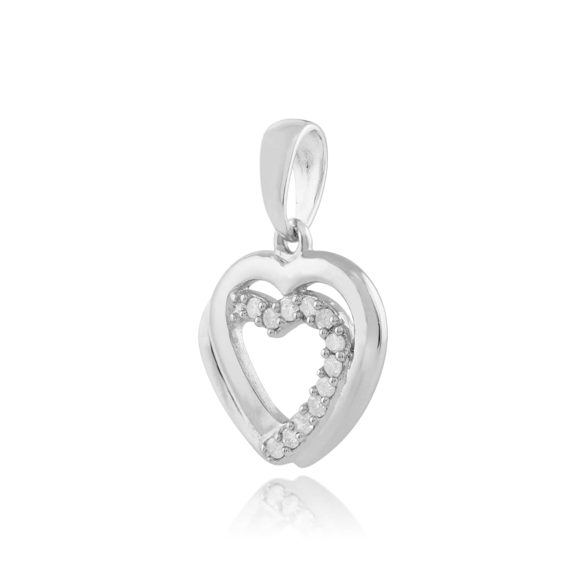 117P0078019 Classic Round Diamond Heart Pendant in 9ct White Gold 2