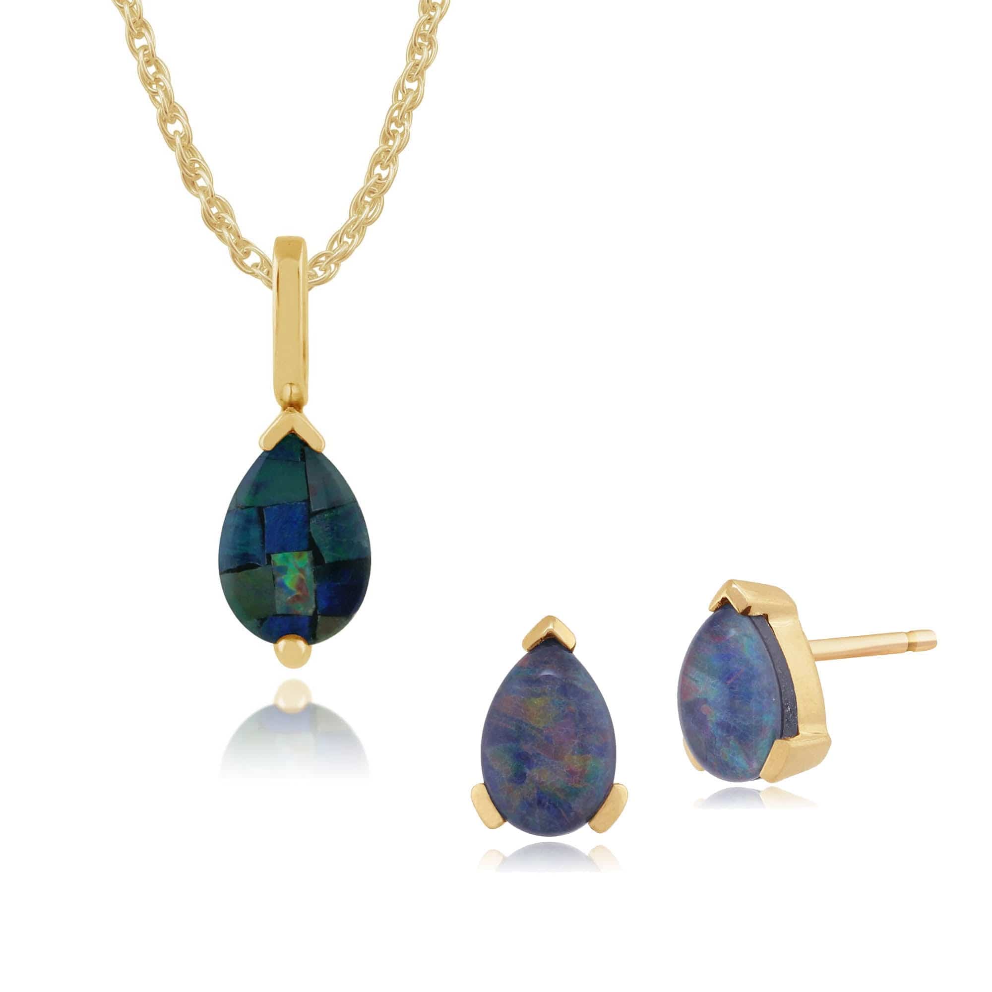 Classic Pear Triplet Opal Stud Earrings & Pendant Set Image 1