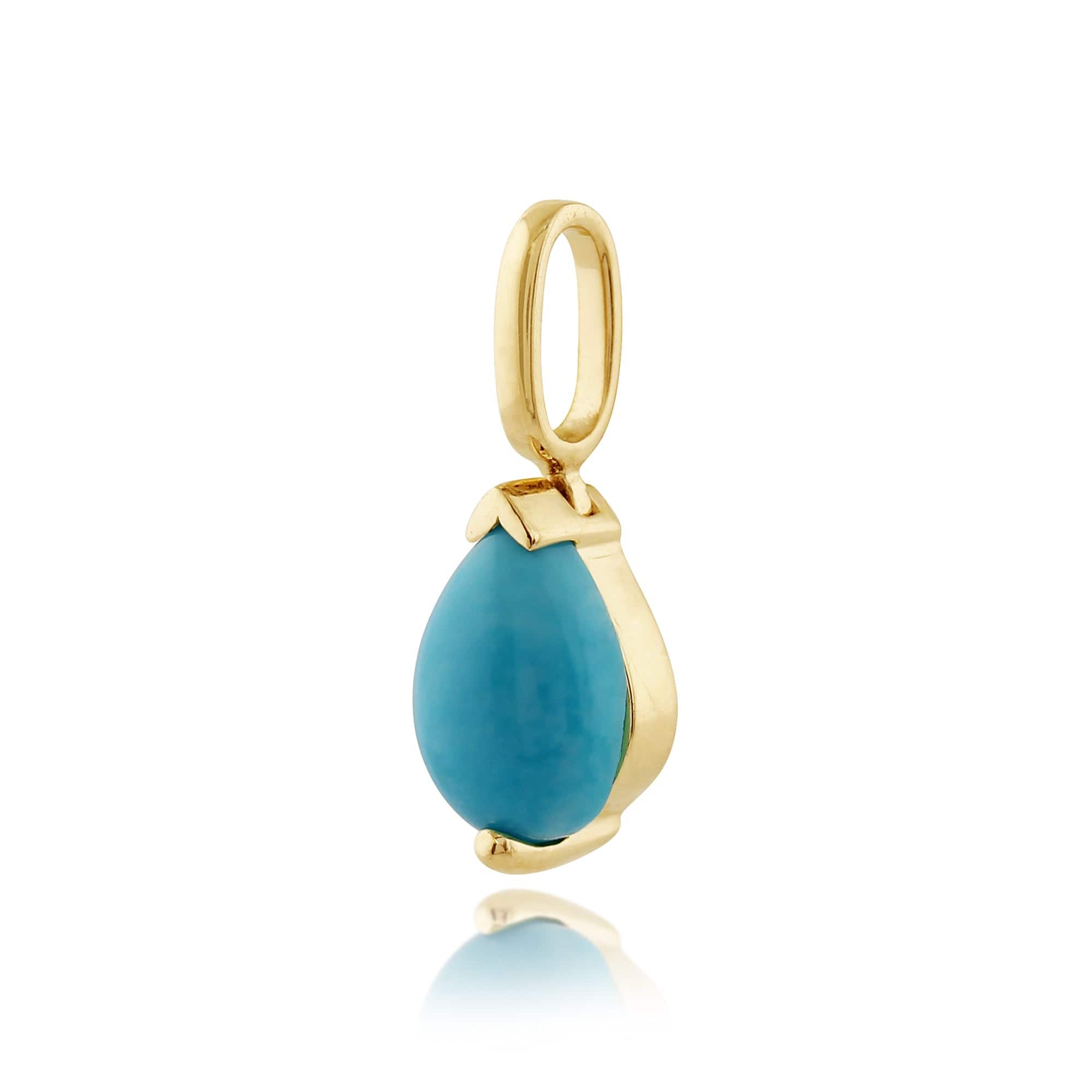 123P0117269 Classic Pear Turquoise Pendant in 9ct Yellow Gold 2