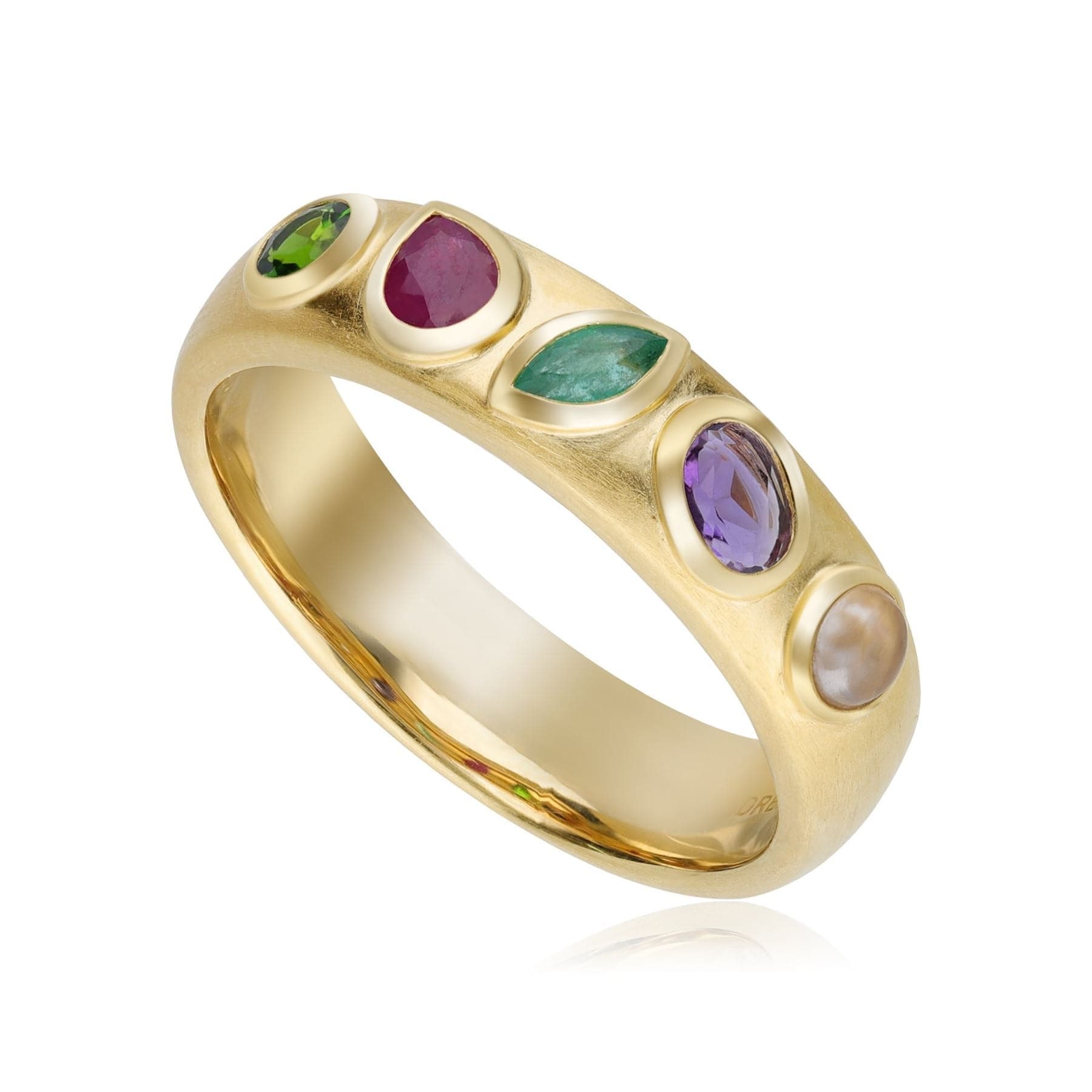 133R9635019 Coded Whispers Brushed Gold 'Dream' Acrostic Gemstone Ring 1