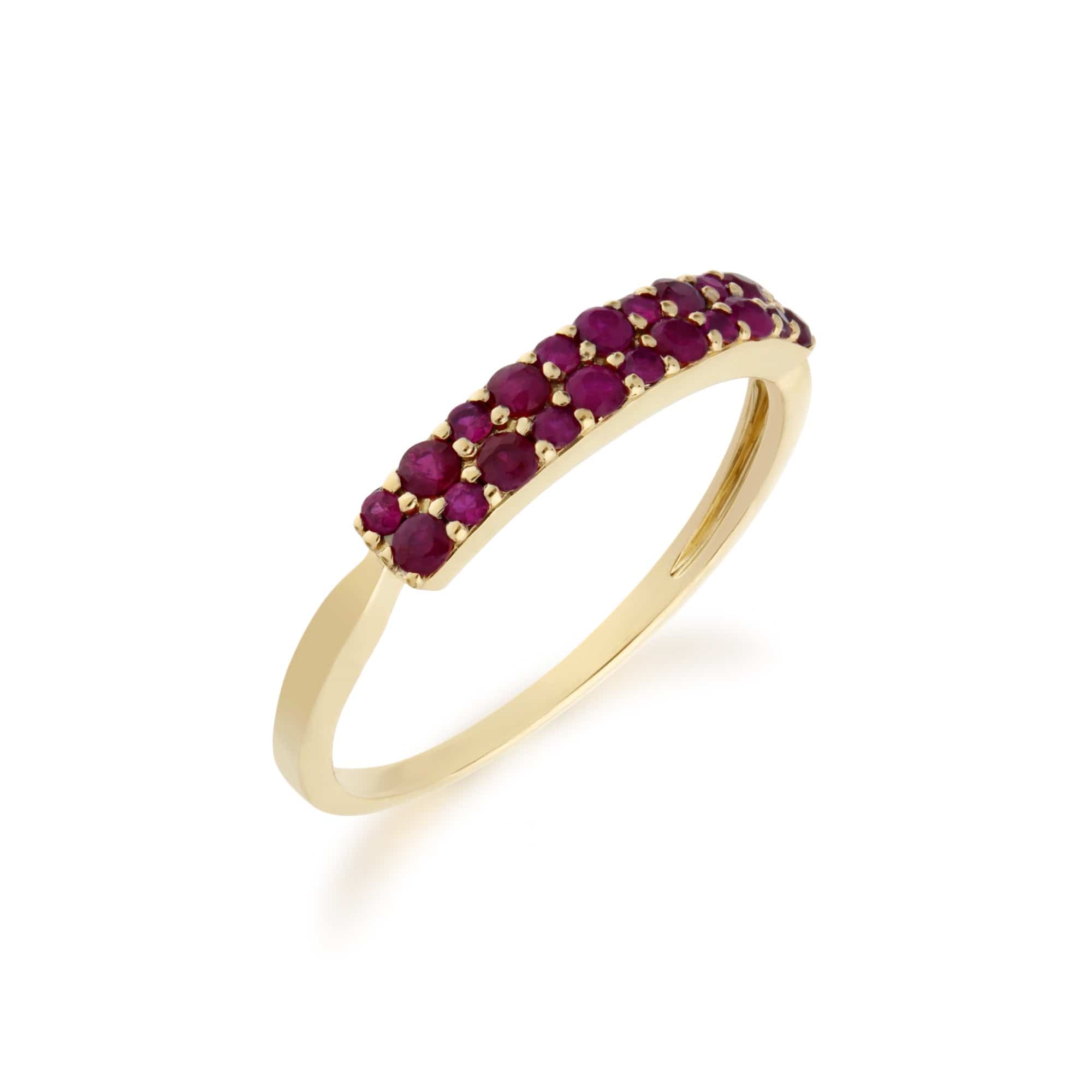 132R8081029 Contemporary 0.41ct Pavé Ruby Cluster Ring in 9ct Yellow Gold 2