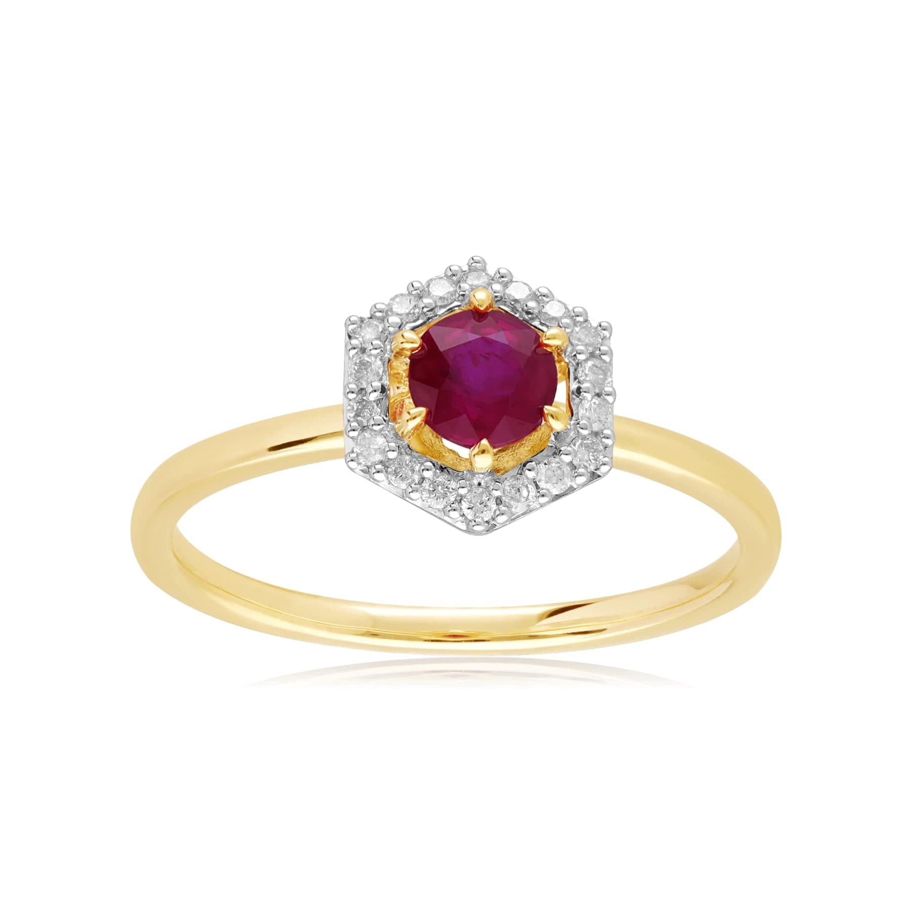 133R9485039 9ct Yellow Gold 0.48ct Ruby & Diamond Halo Engagement Ring 3