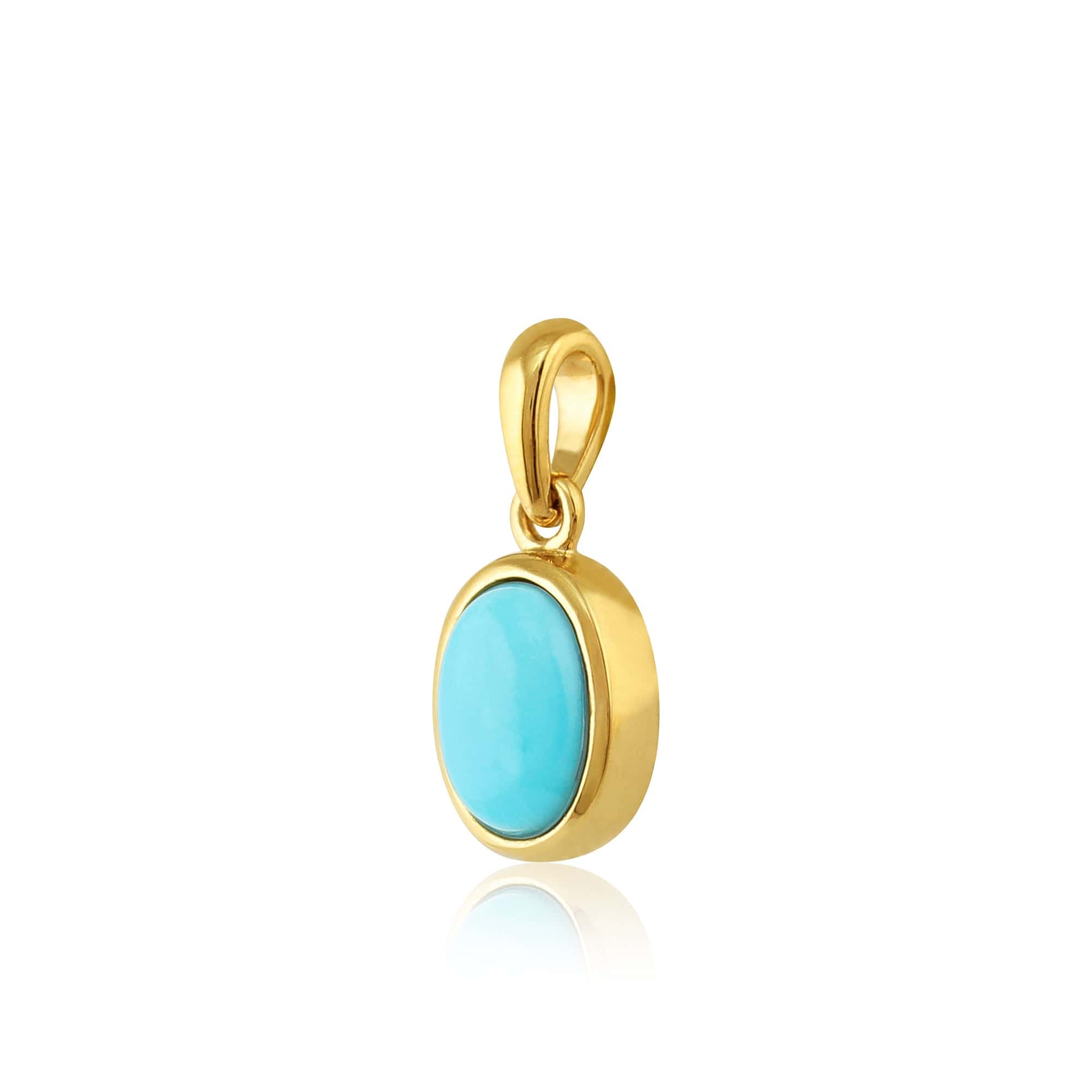8016 Classic Turquoise Cabochon Pendant in 9ct Yellow Gold 2