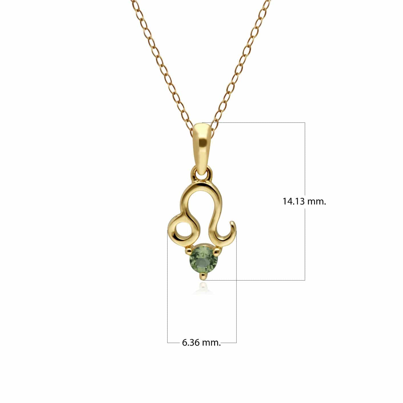 Peridot Leo Zodiac Charm Necklace in 9ct Yellow Gold - Gemondo