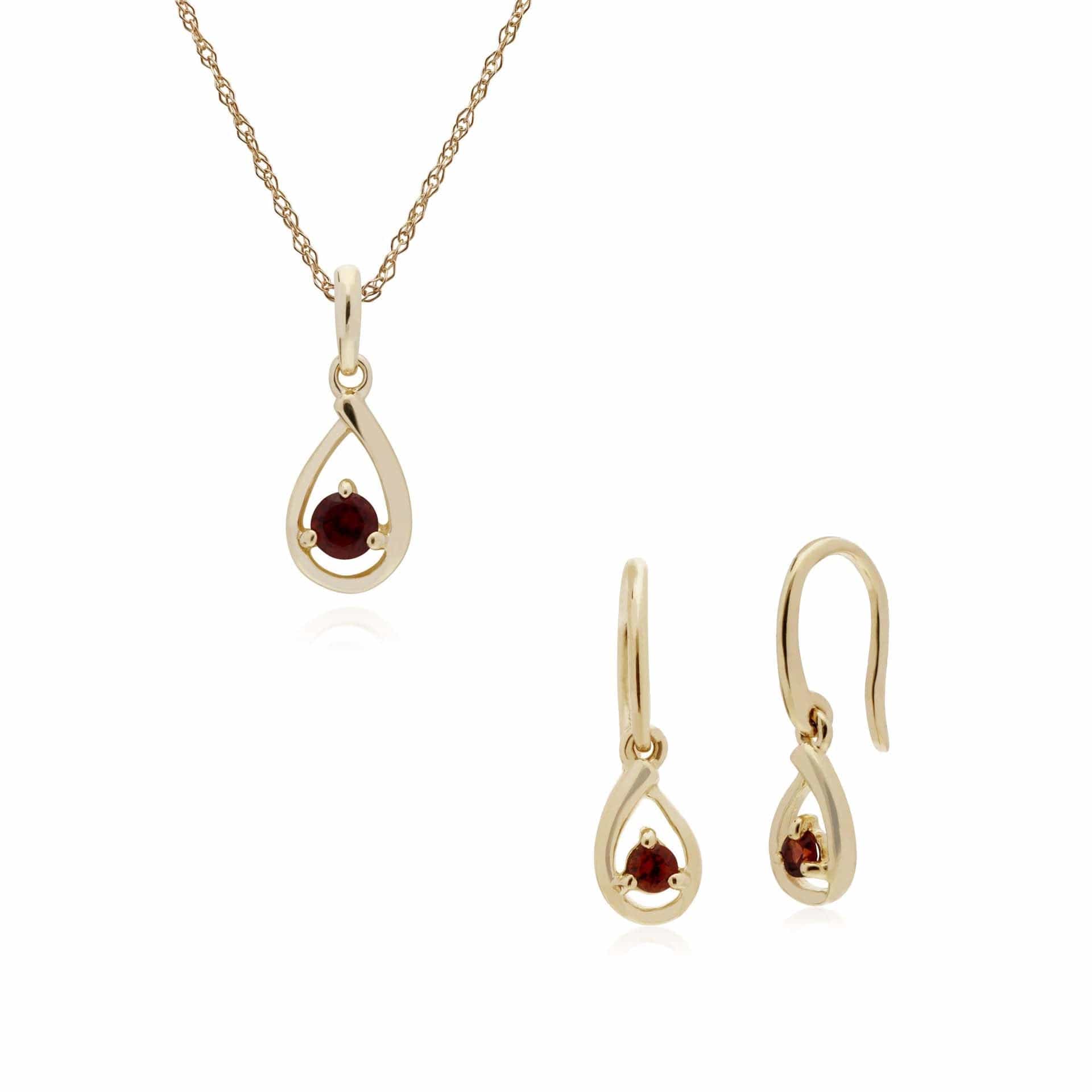 Classic Garnet Tear Drop Earrings & Necklace Set Image 1