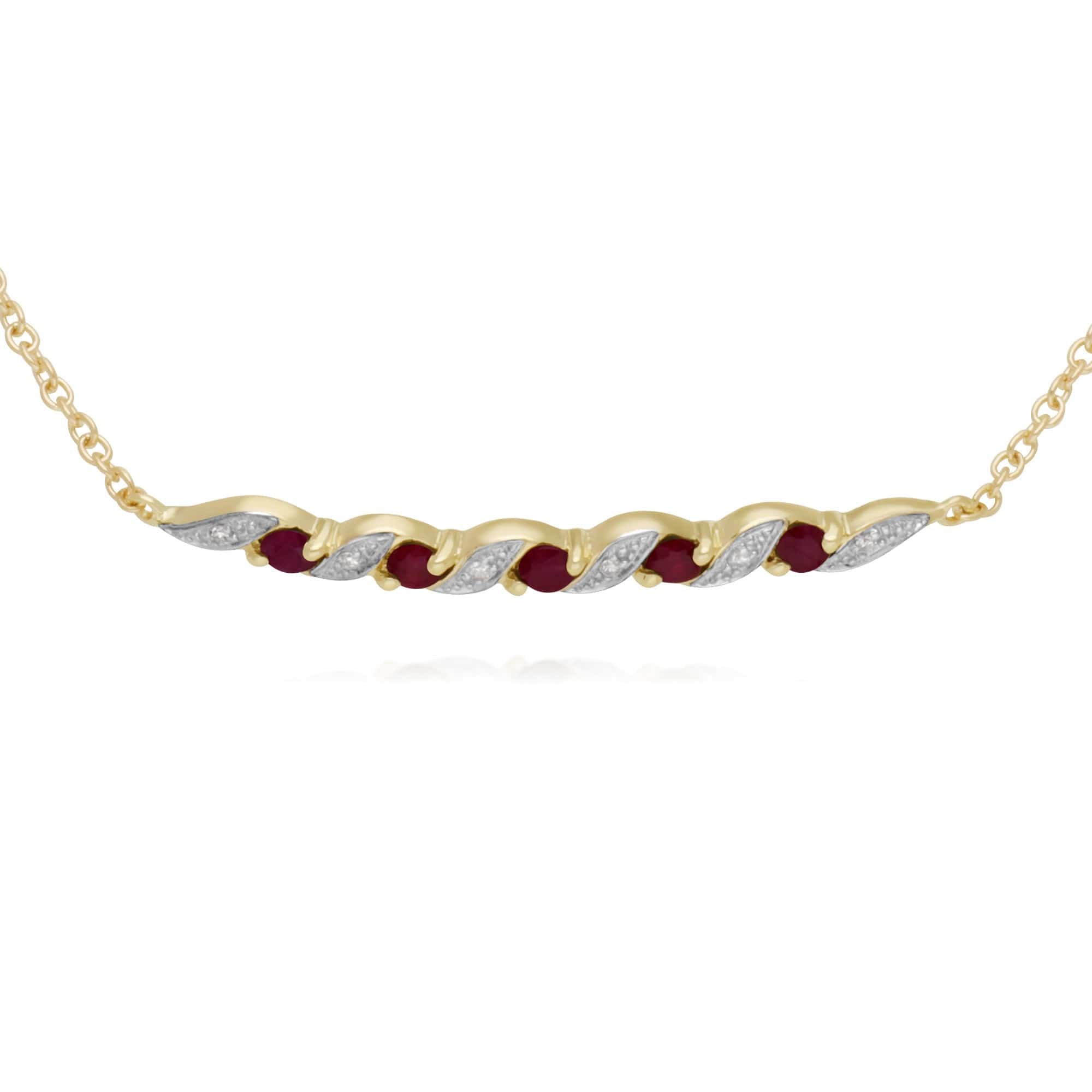 135L0265019 Classic Ruby & Diamond Spiral Bracelet in 9ct Yellow Gold 2