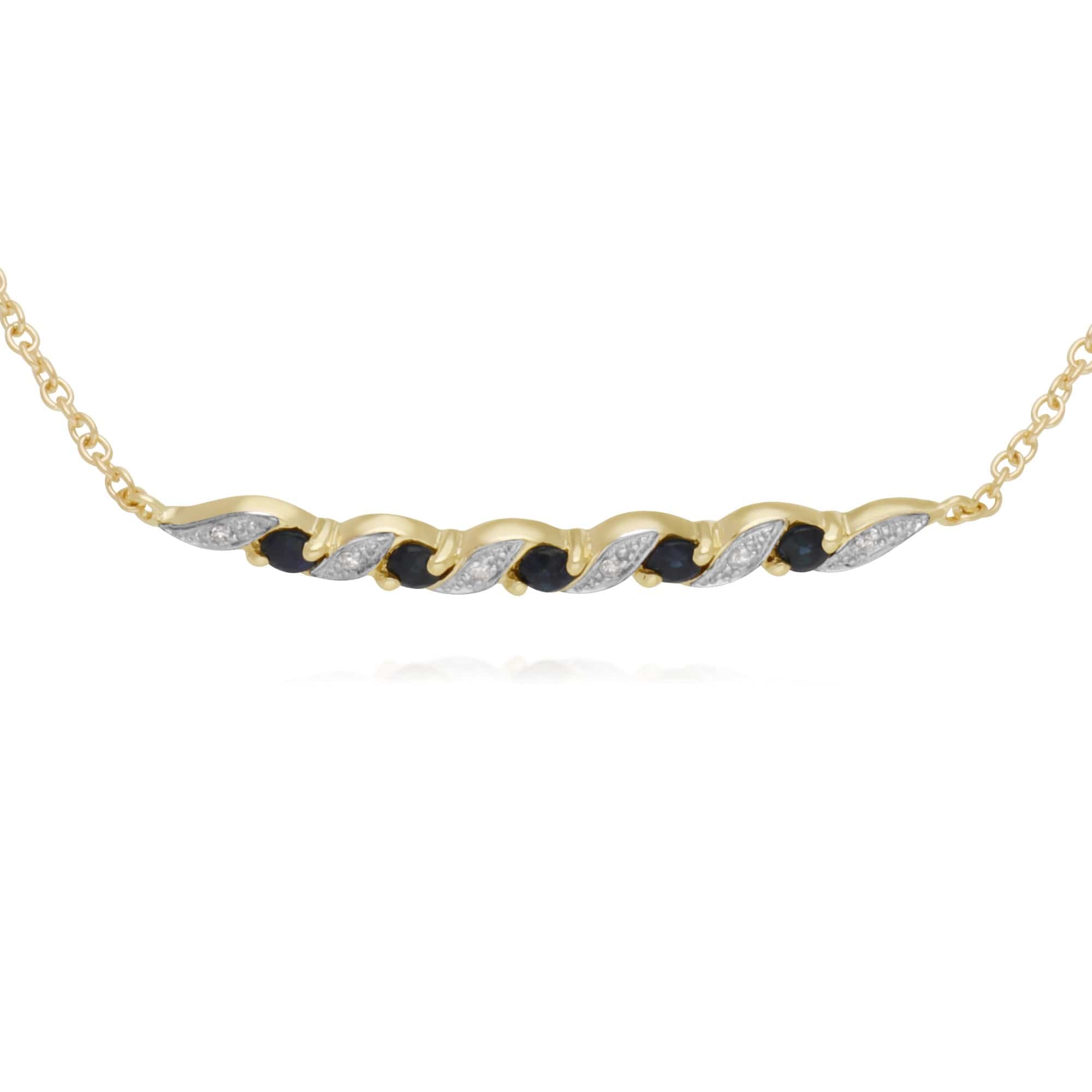 Classic Sapphire & Diamond Spiral Bracelet in 9ct Yellow Gold - Gemondo