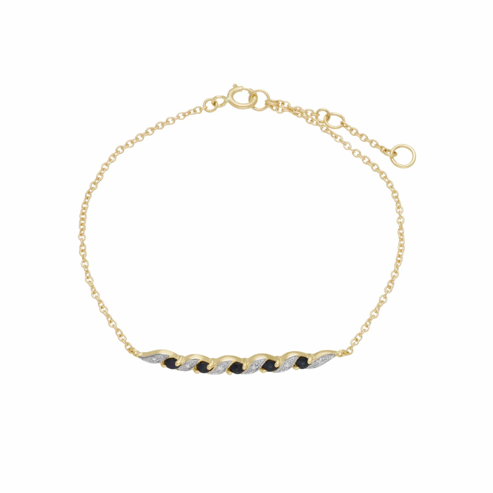 135L0265029 Classic Sapphire & Diamond Spiral Bracelet in 9ct Yellow Gold 1