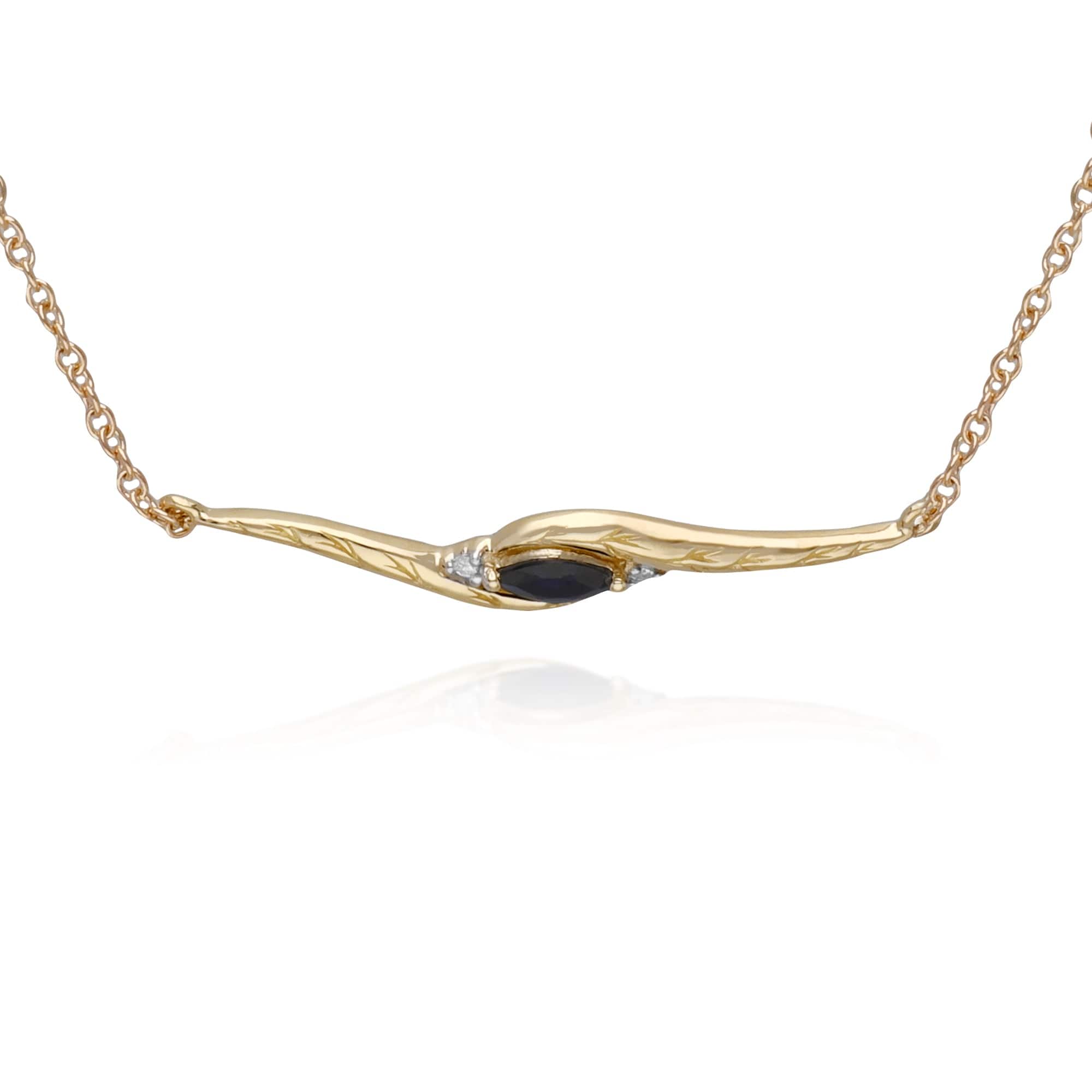 Classic Style Marquise Sapphire & Diamond Bracelet in 9ct Yellow Gold - Gemondo