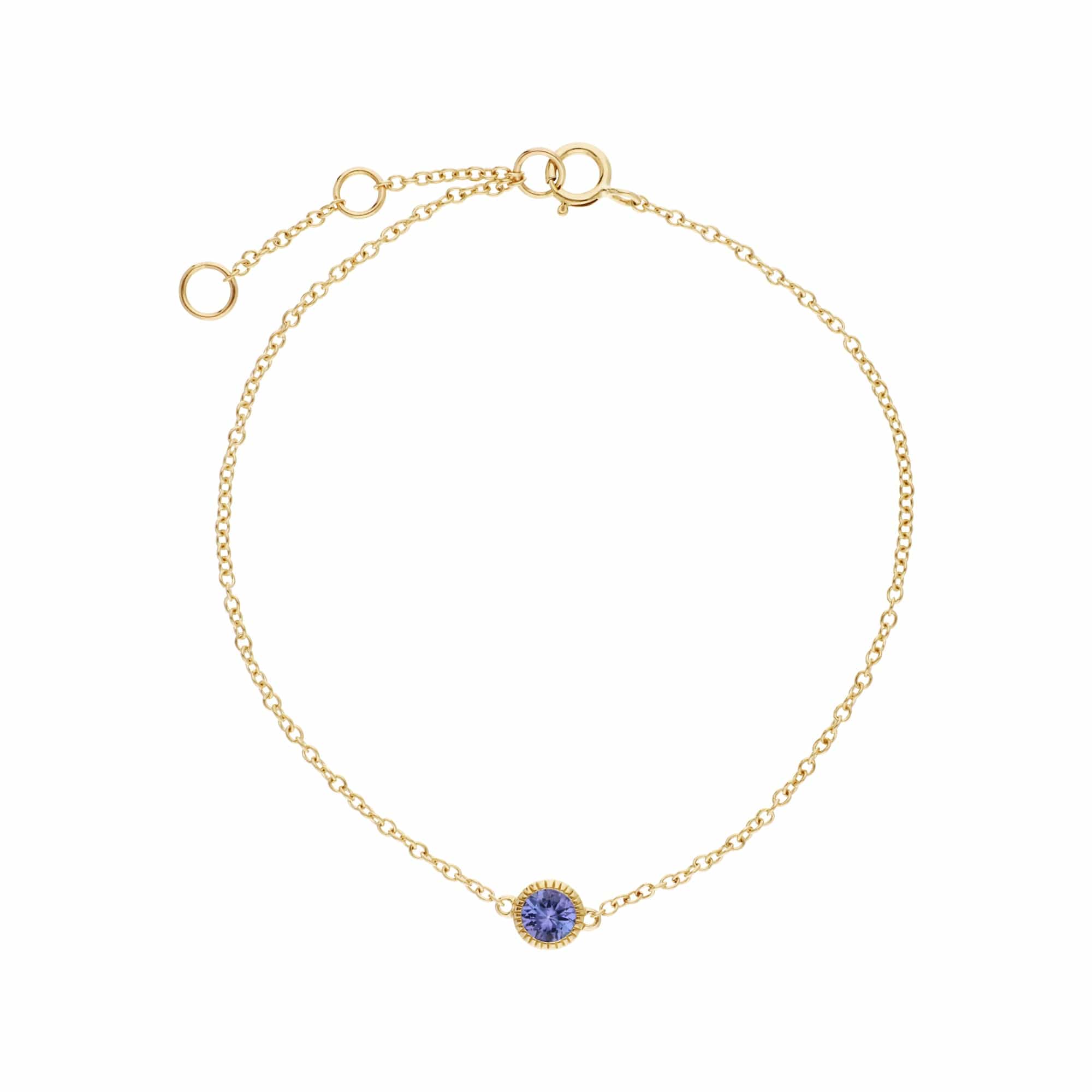 135L0288089 Gemondo 9ct Yellow Gold Tanzanite Single Stone Round Milgrain 19cm Bracelet 2