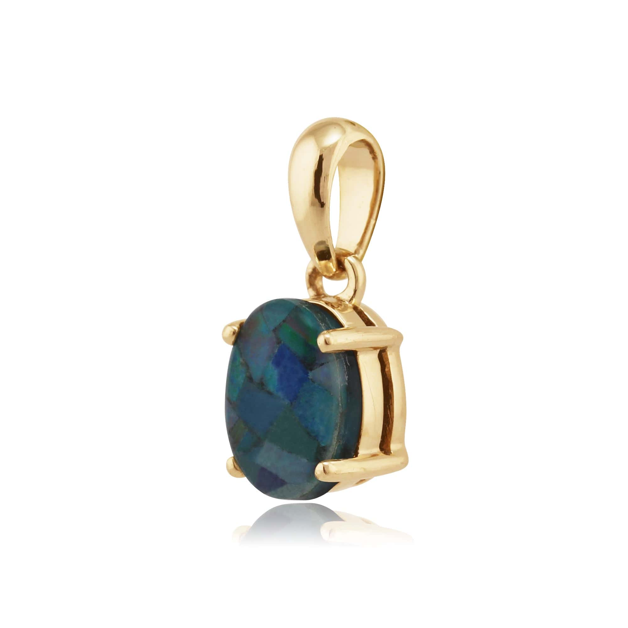 9048 Classic Oval Triplet Opal Pendant in 9ct Yellow Gold 2