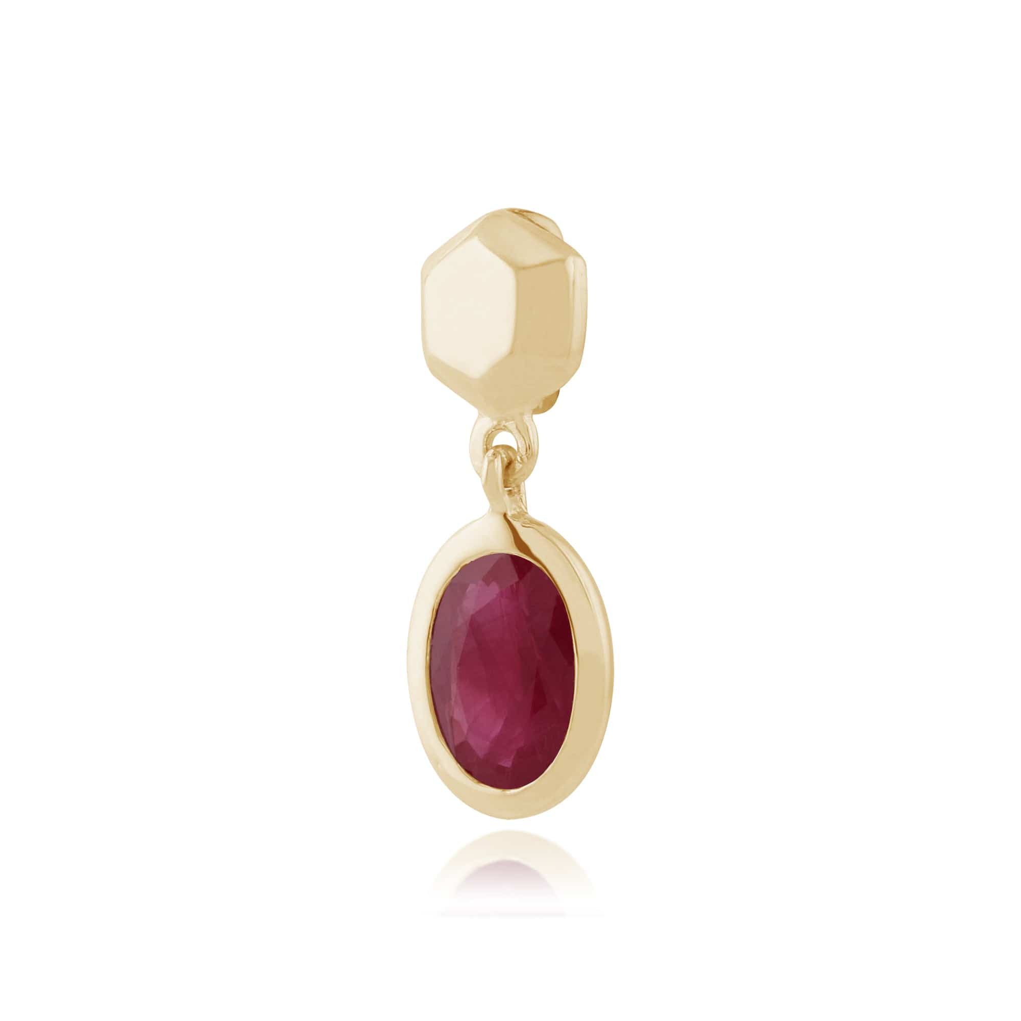 Classic Oval Ruby Bezel Set Drop Pendant in 9ct Yellow Gold - Gemondo