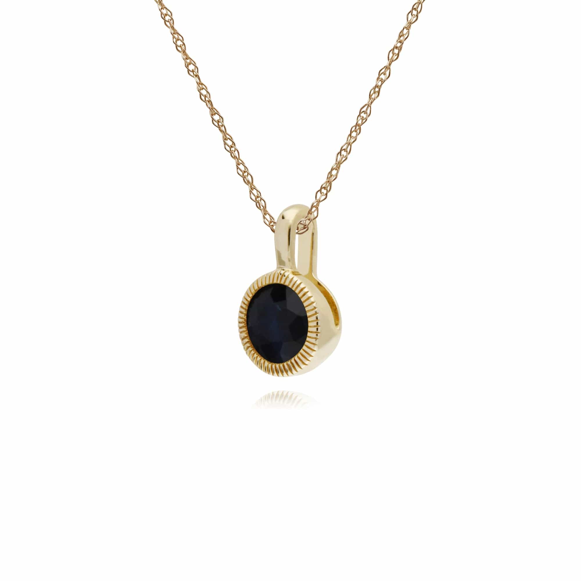 135P1873029 Gemondo 9ct Yellow Gold Sapphire Round Milgrain 45cm Necklace 1