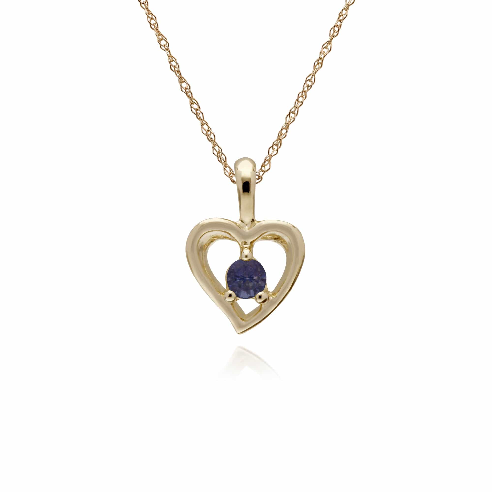 135E1521089-135P1875079 Classic Round Tanzanite Single Stone Heart Stud Earrings & Necklace Set in 9ct Yellow Gold 3