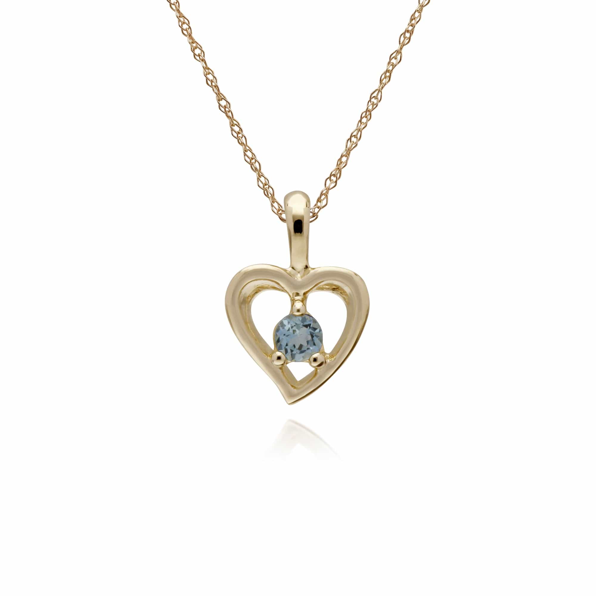 Classic Aquamarine Heart Stud Earrings & Necklace Set Image 3