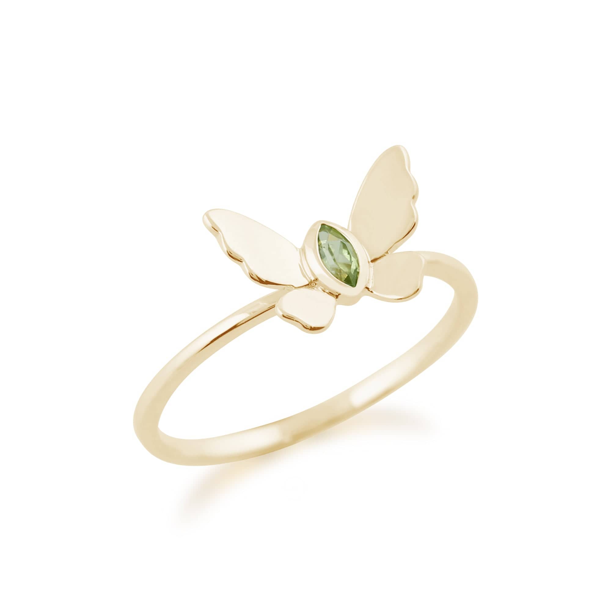 Gemondo 9ct Yellow Gold 0.07ct Peridot Butterfly Ring Image 2