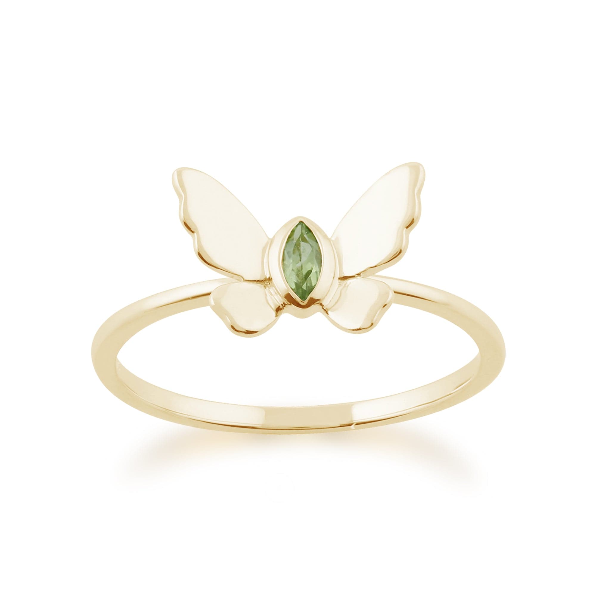 Gemondo 9ct Yellow Gold 0.07ct Peridot Butterfly Ring Image 1